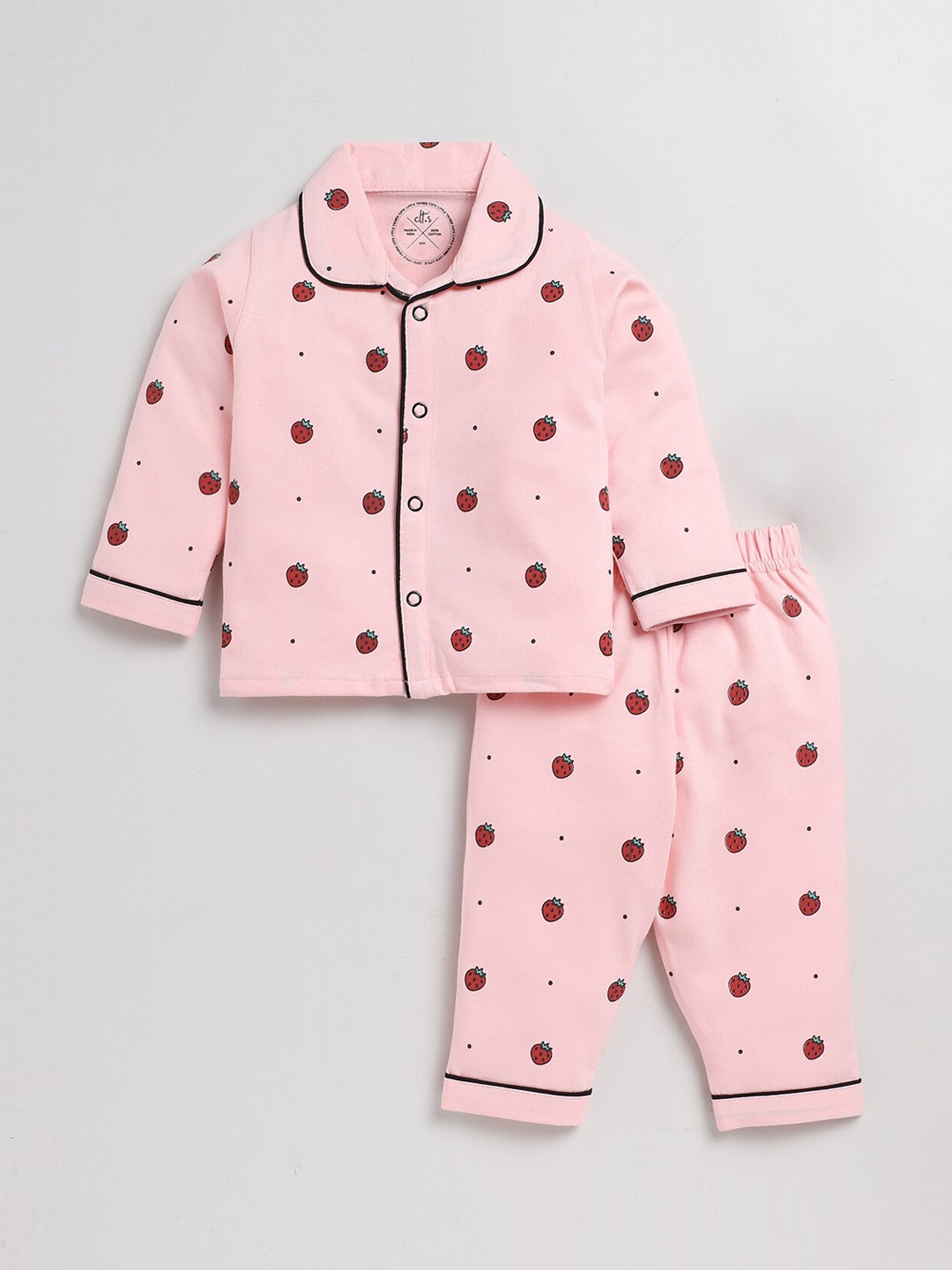 

Clt.s Kids Conversational Printed Pure Cotton Night suit, Pink