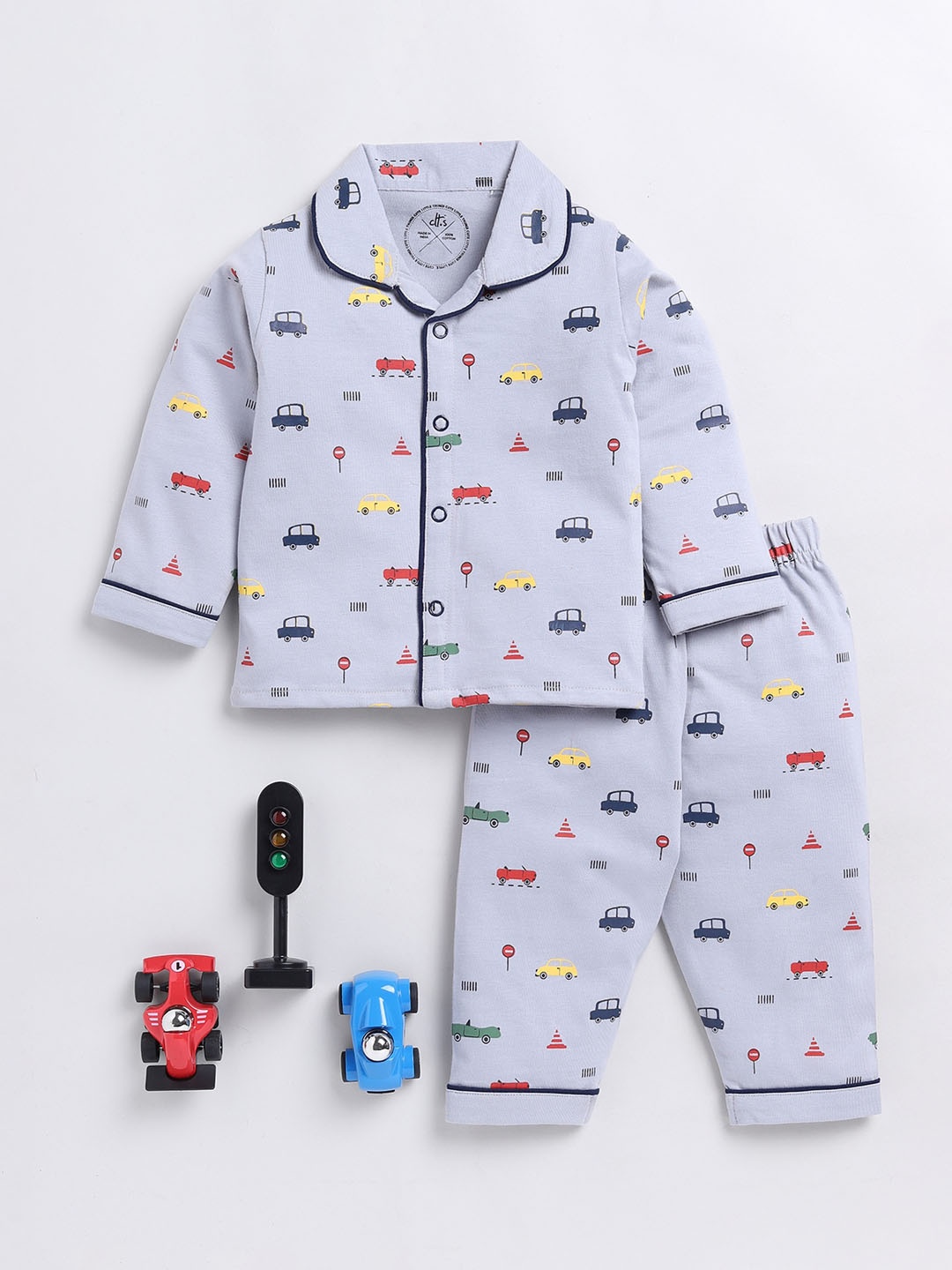 

Clt.s Kids Conversational Printed Pure Cotton Night suit, Grey