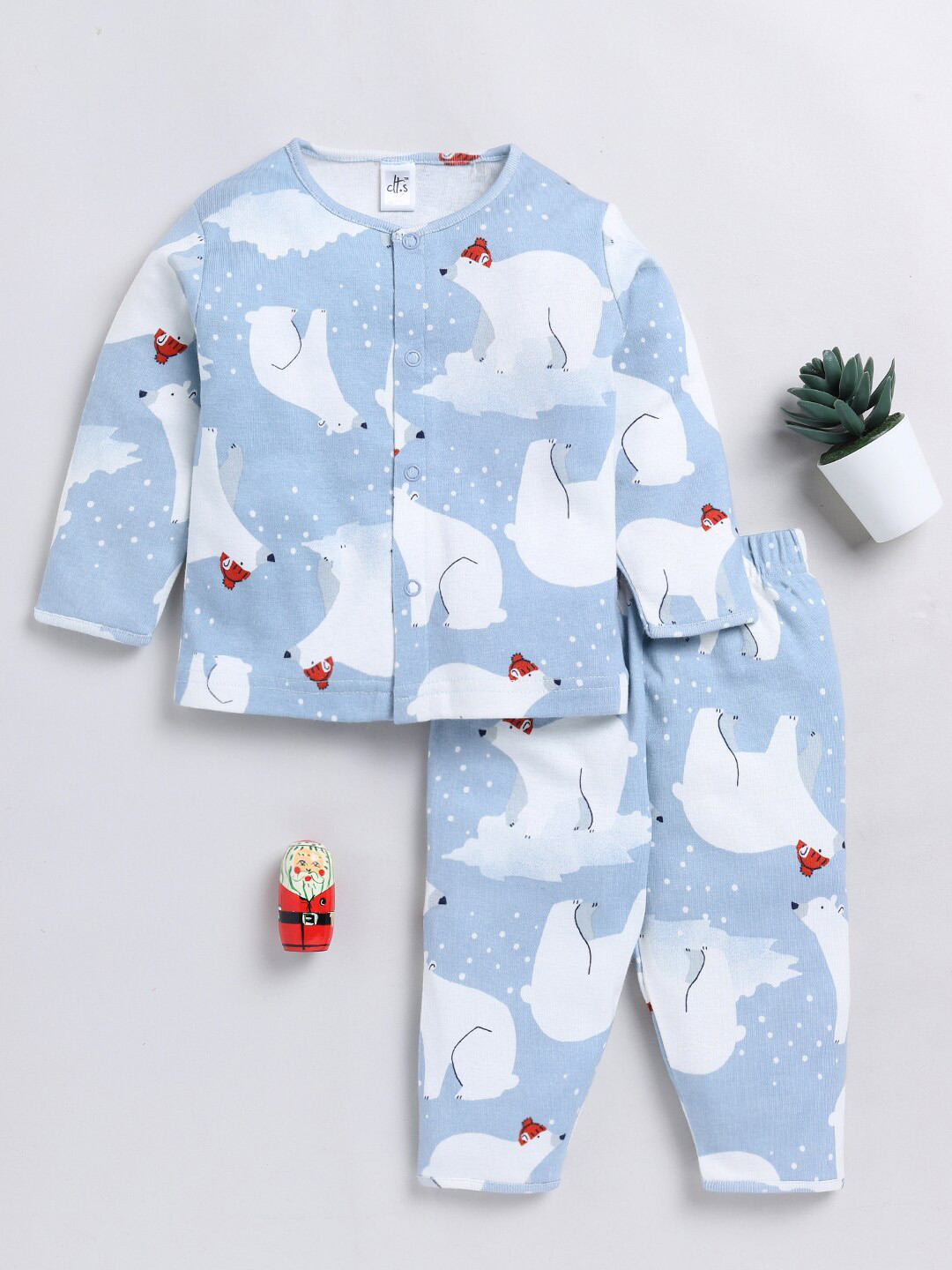 

Clt.s Kids Graphic Printed Night suit, Blue