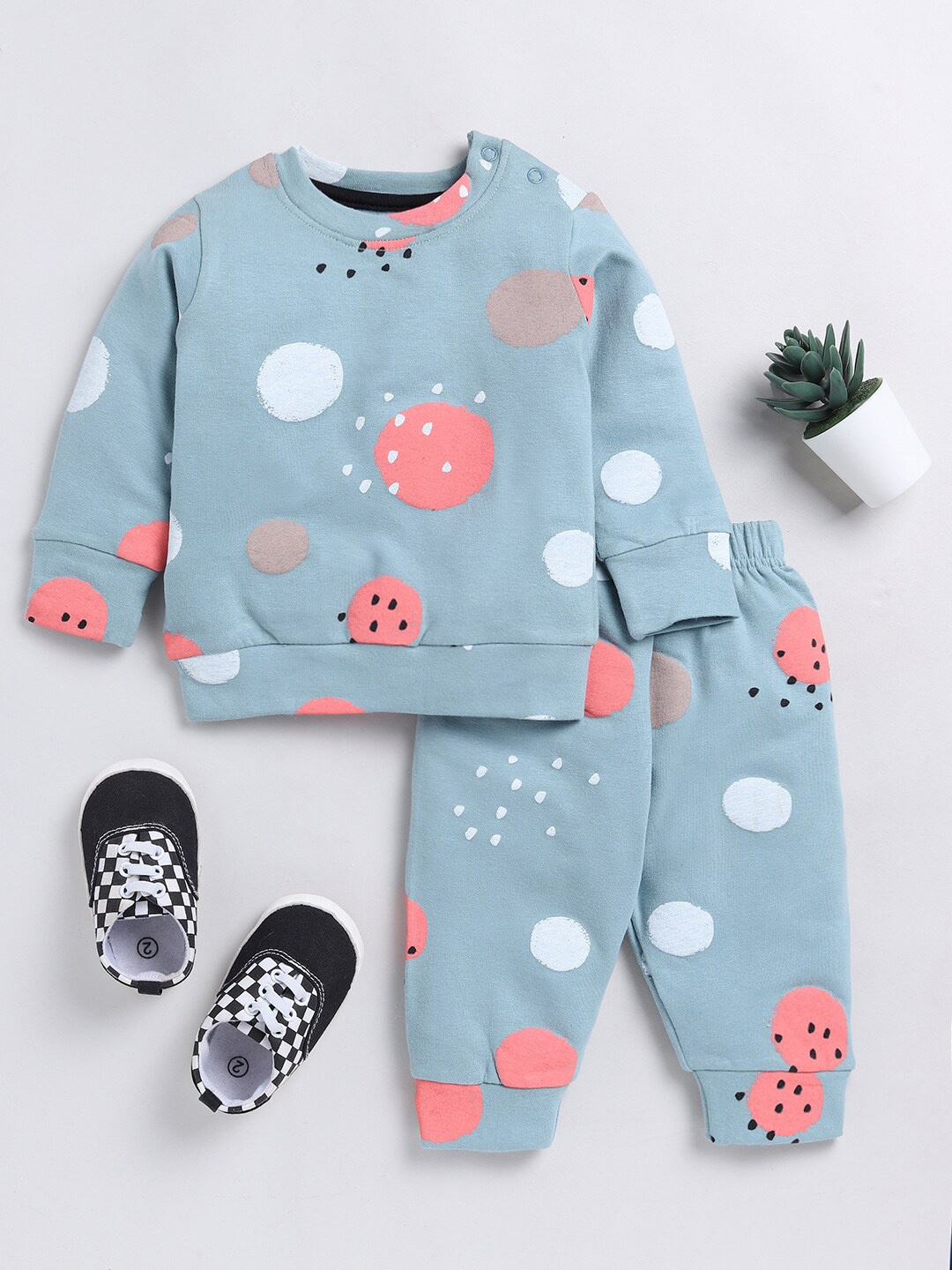 

Clt.s Kids Graphic Printed Pure Cotton Night suit, Teal