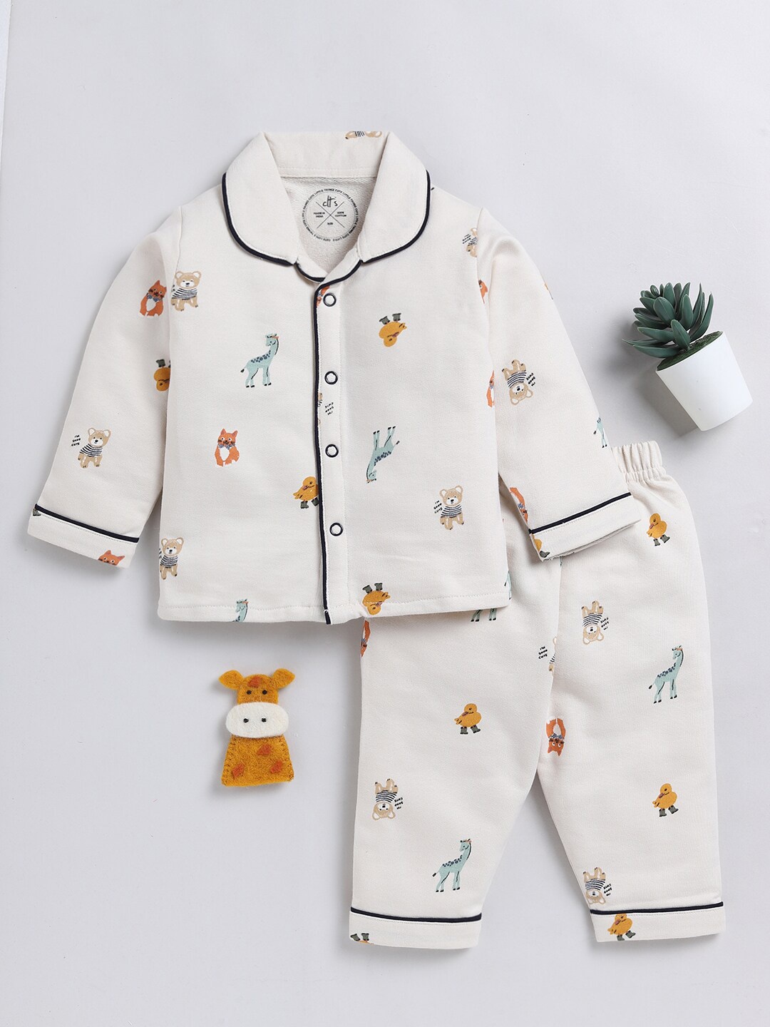 

Clt.s Infants Conversational Printed Pure Cotton Night suit, Beige