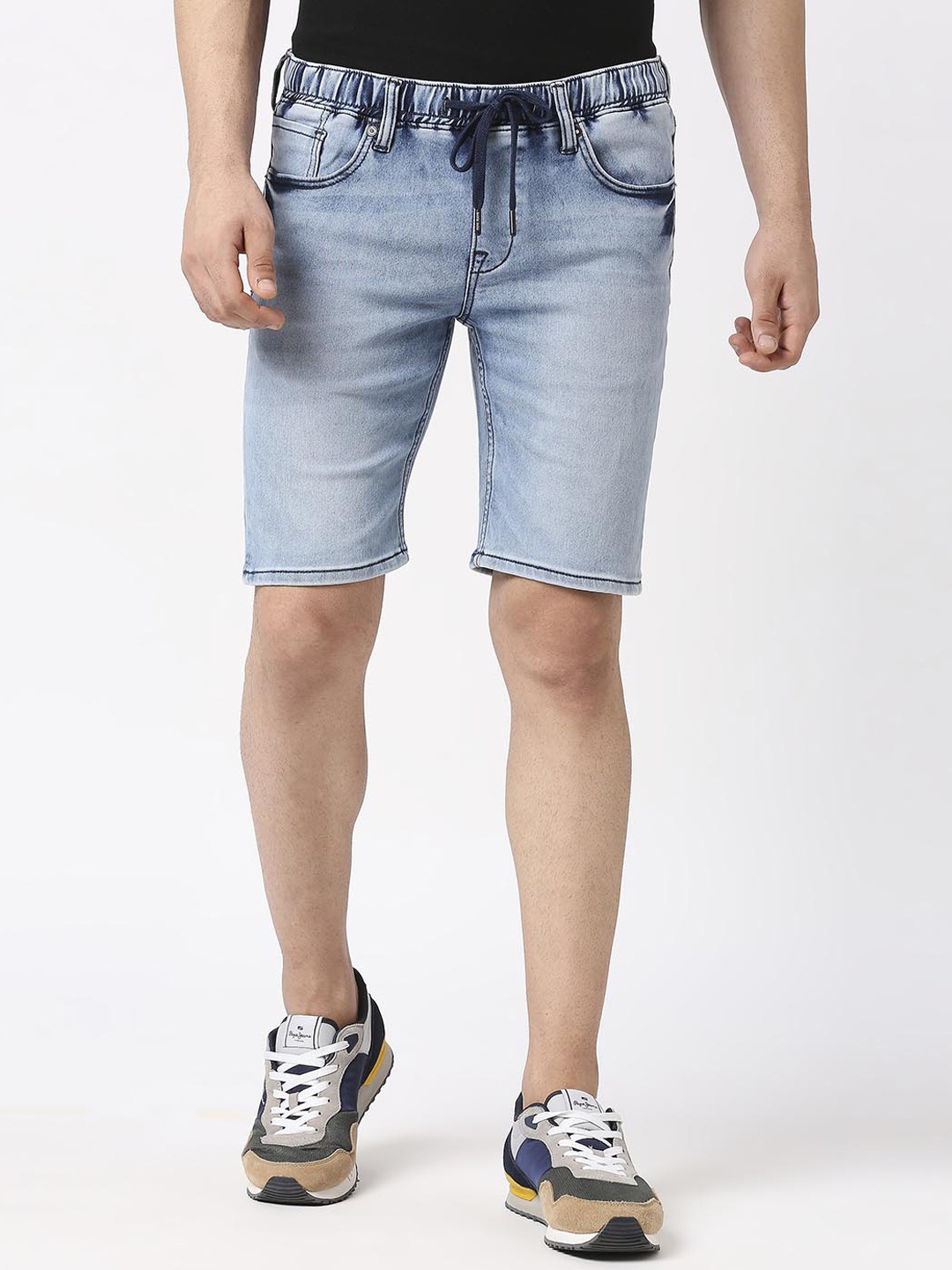 

Pepe Jeans Men Washed Elasticated Denim Shorts, Blue