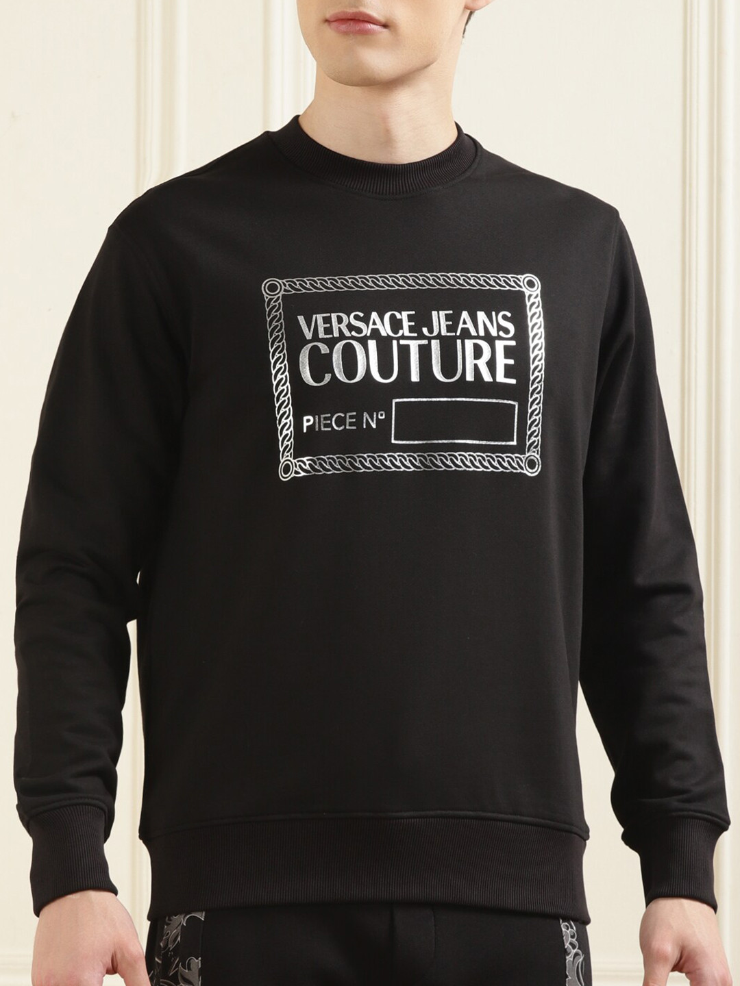

Versace Jeans Couture Typography Printed Pullover Sweatshirt, Black