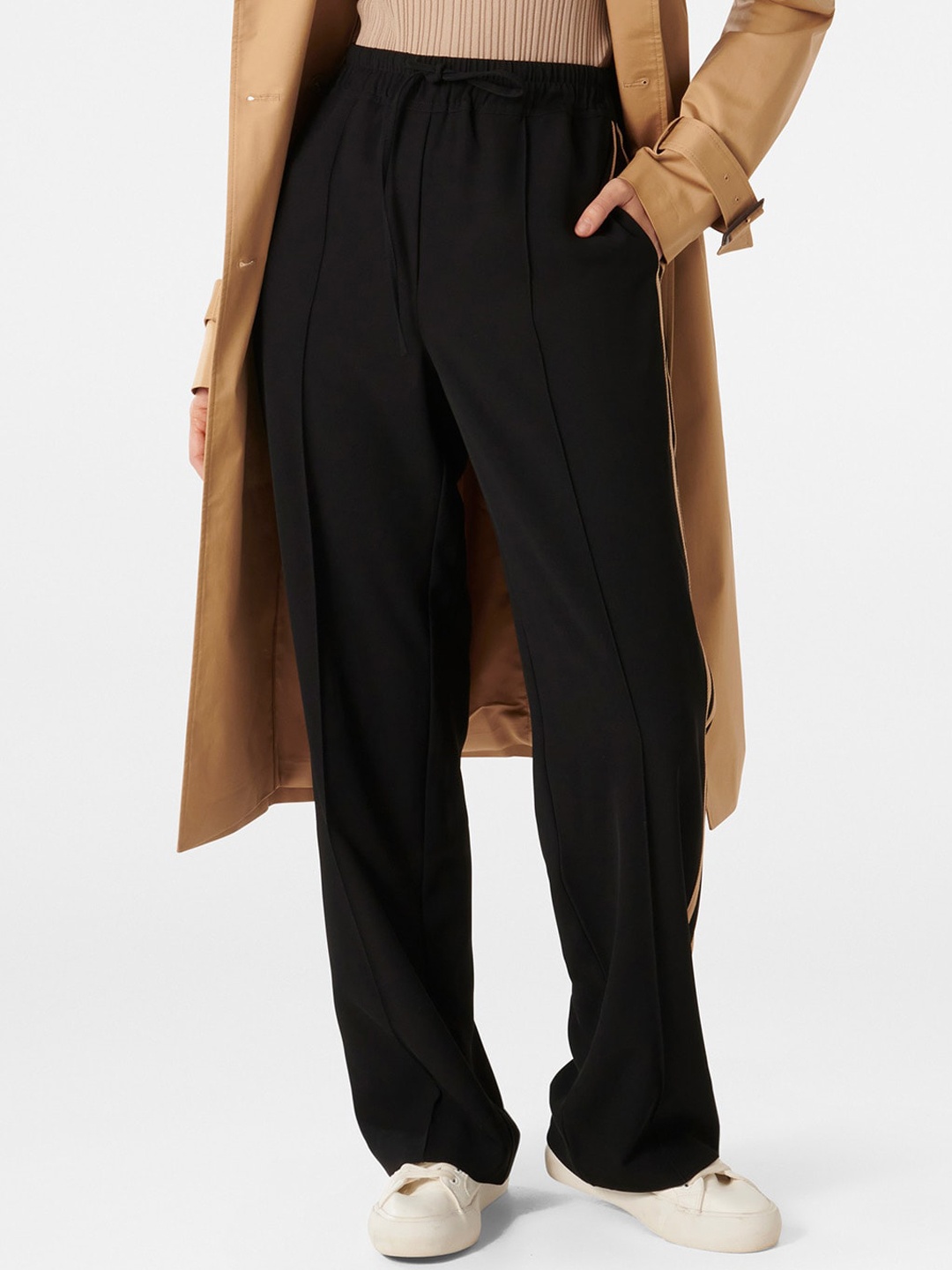 

Forever New Women High-Rise Pleated Trousers, Black