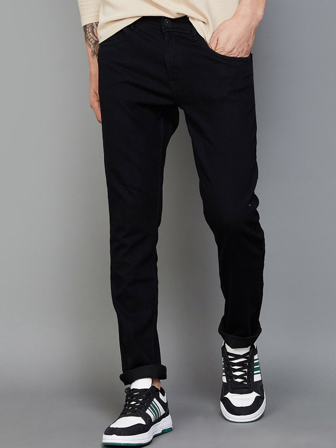 

Fame Forever by Lifestyle Men Skinny Fit Mid-Raise Clean Look Stretchable Jeans, Black