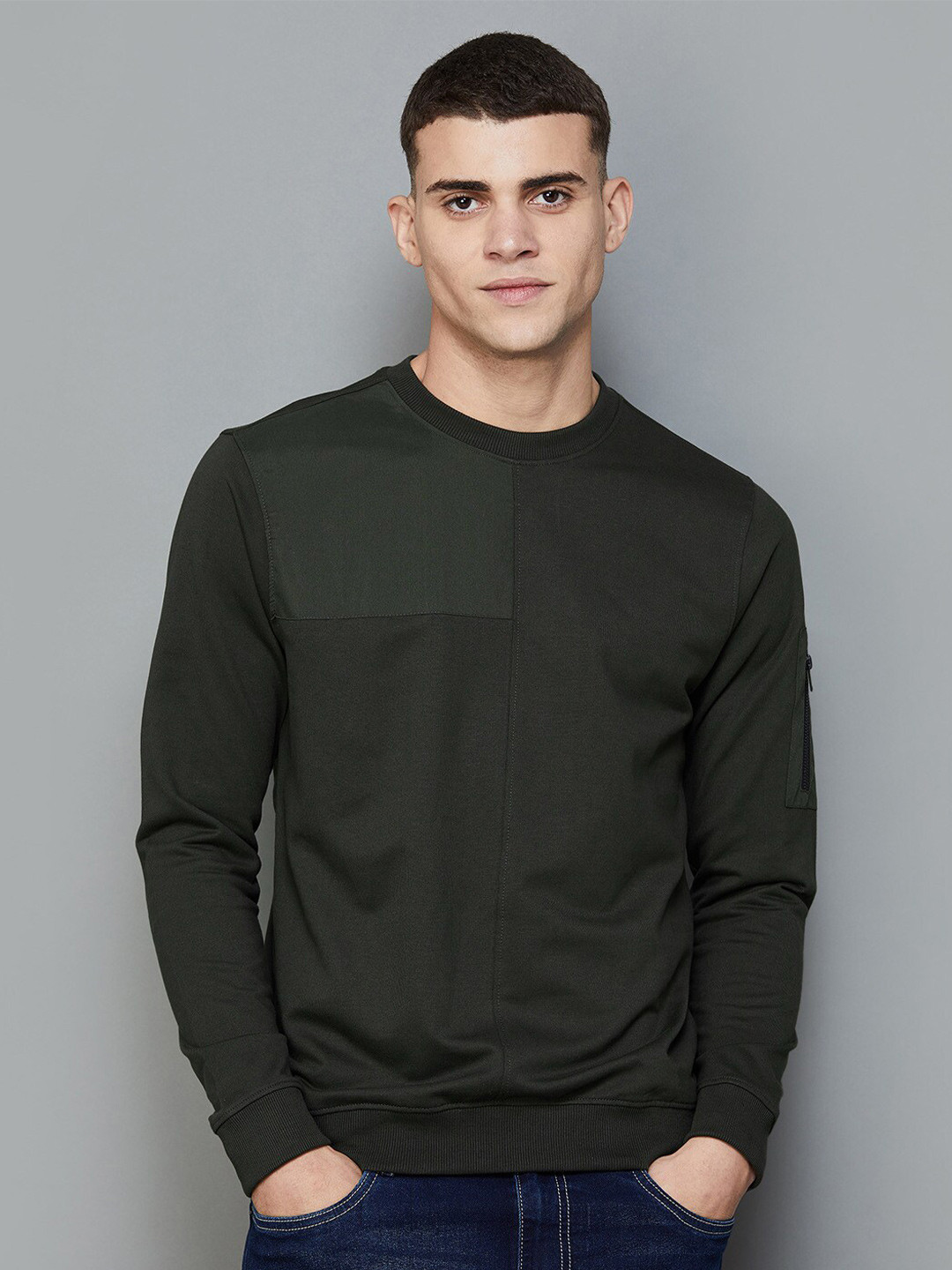 

Fame Forever by Lifestyle Long Sleeves Cotton Pullover, Olive