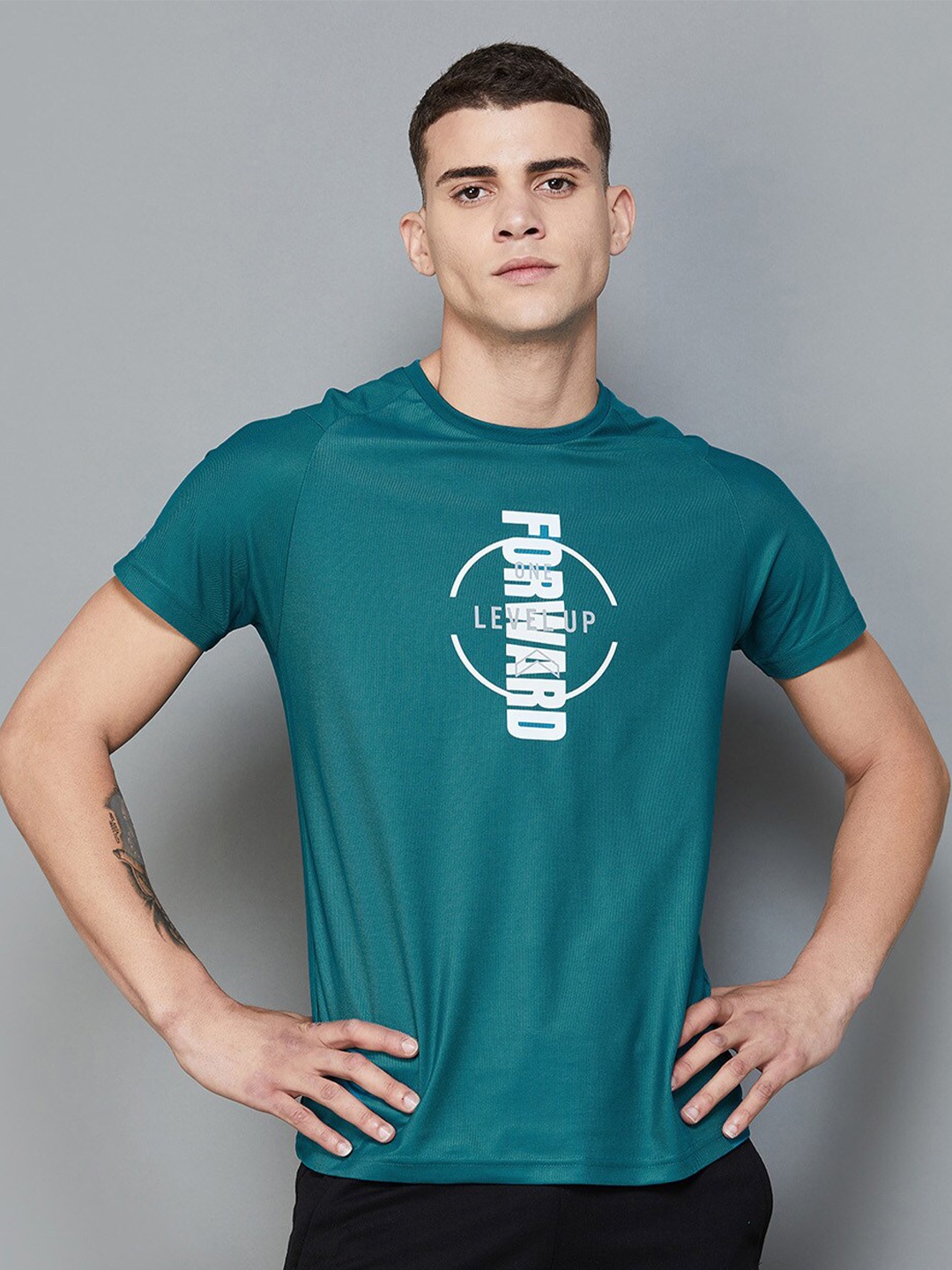 

Fame Forever by Lifestyle Typography Printed Sports T-shirt, Teal