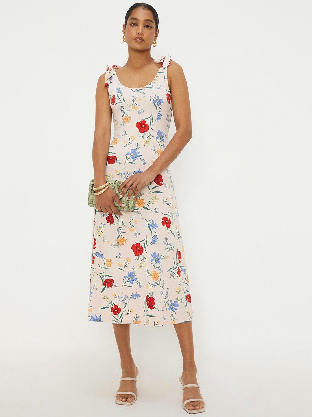

DOROTHY PERKINS Floral Print Sheath Midi Dress, Cream