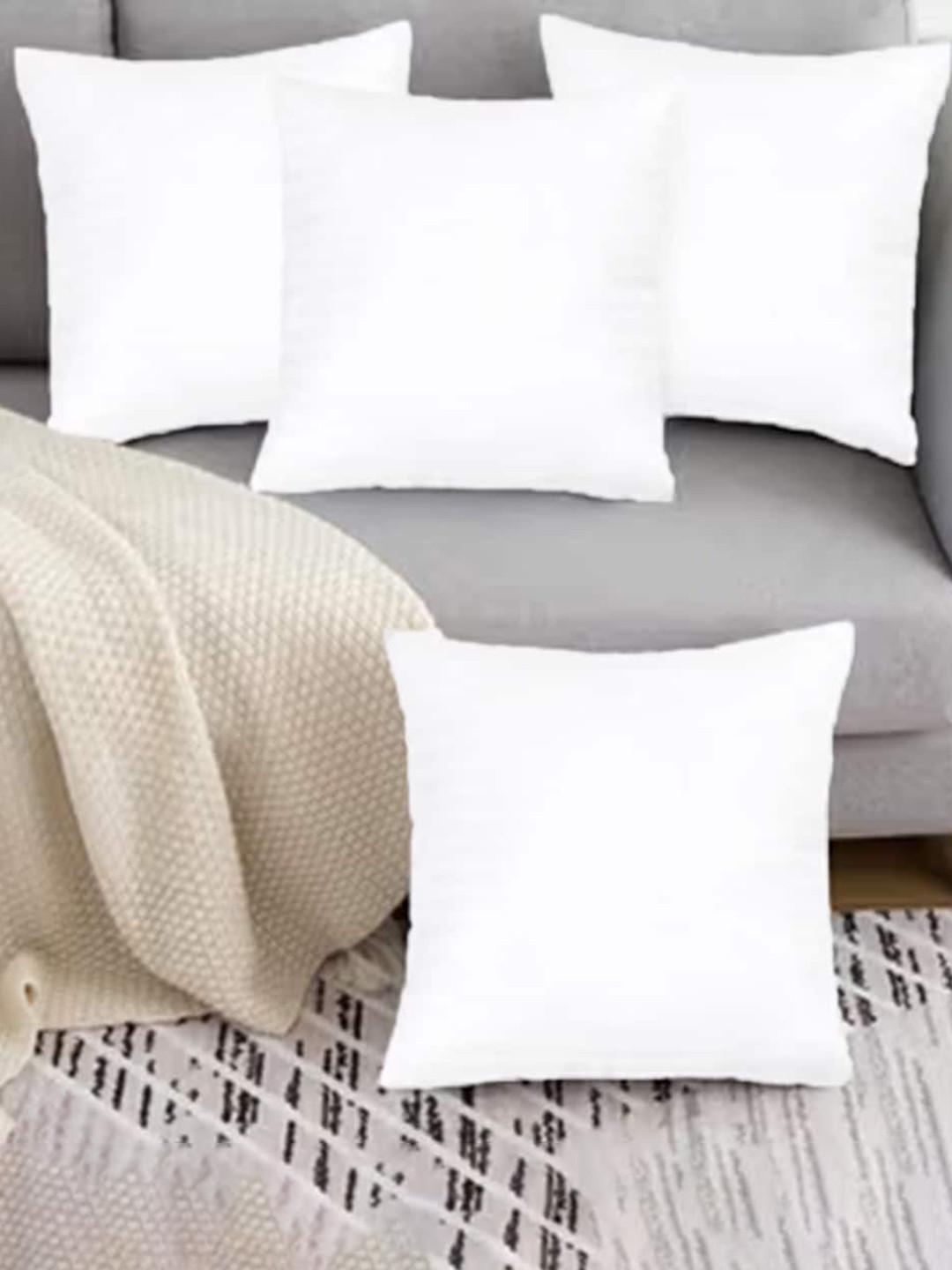 

Adbeni White 4 Pieces Skin Friendly Cushions