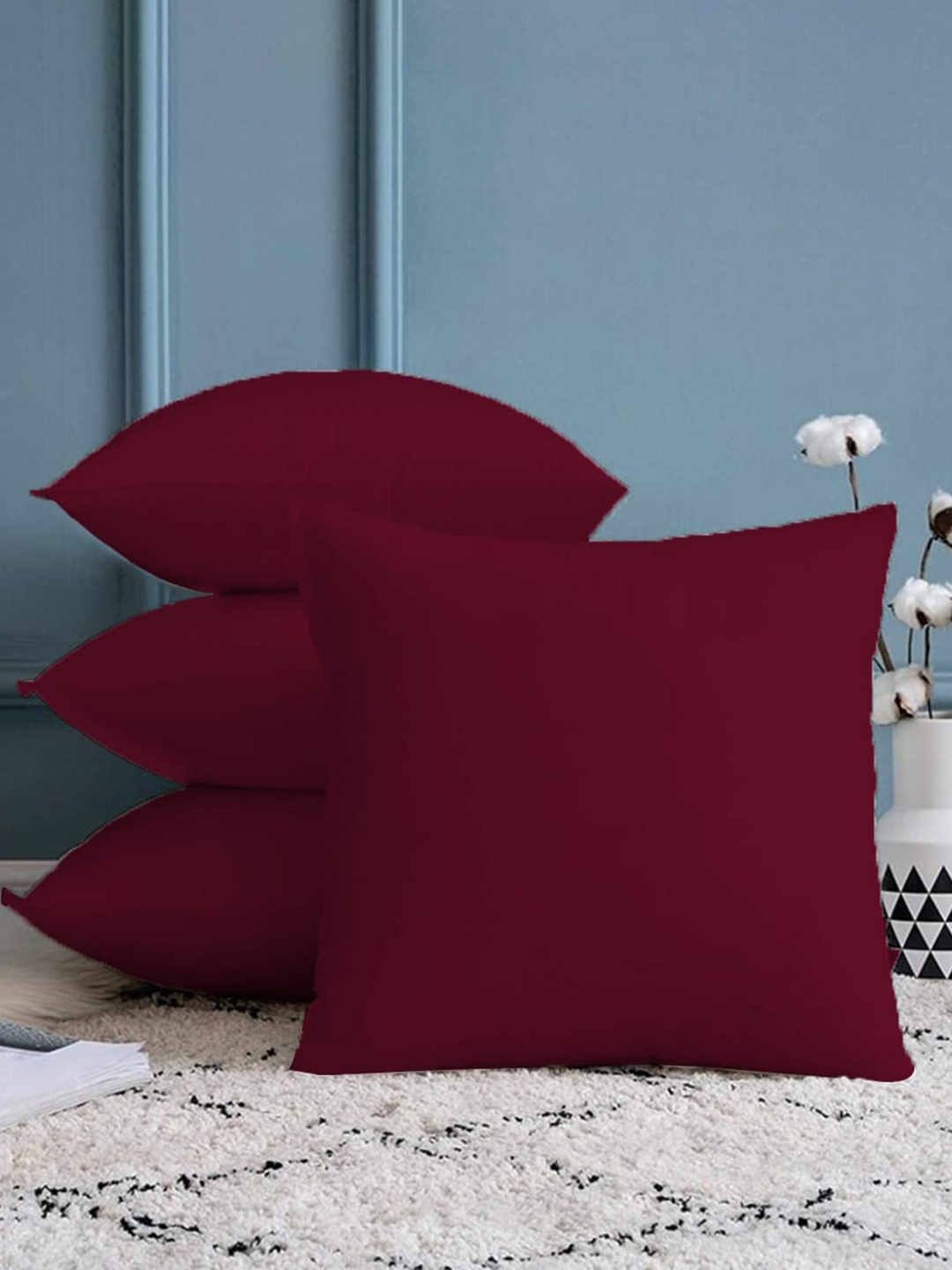 

Adbeni Maroon 4 Pieces Skin Friendly Pre-Filled Cushions