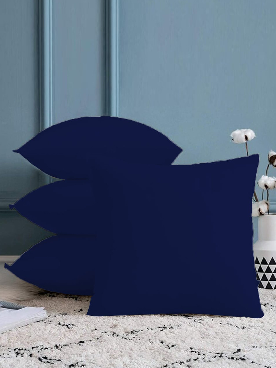 

Adbeni Navy Blue 4 Pieces Skin Friendly Cushions