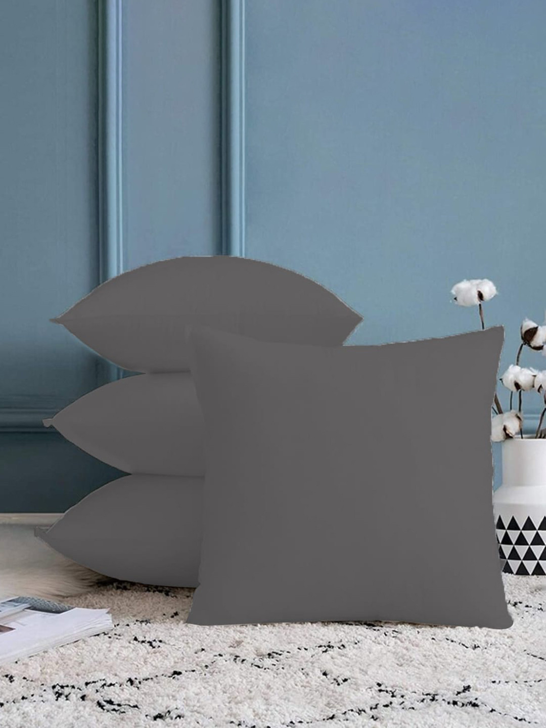 

Adbeni 4 Pieces Grey Skin Friendly Cushions