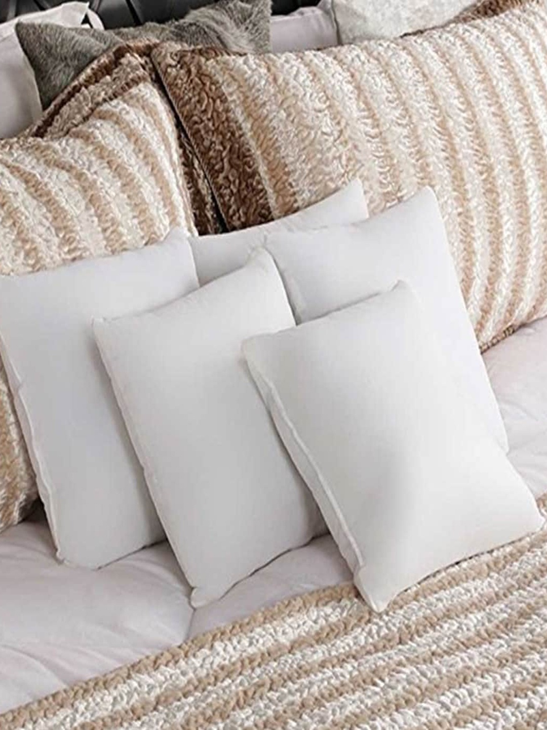 

Adbeni White 5 Pieces Skin Friendly Cushions