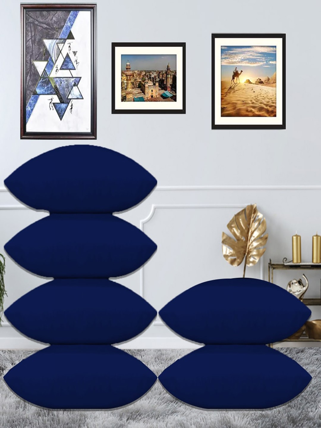

Adbeni Navy Blue 6 Pieces Skin Friendly Cushions