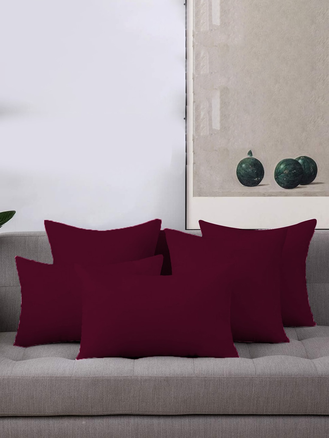 

Adbeni Maroon 5-Pieces Skin Friendly Rectangle Cushions