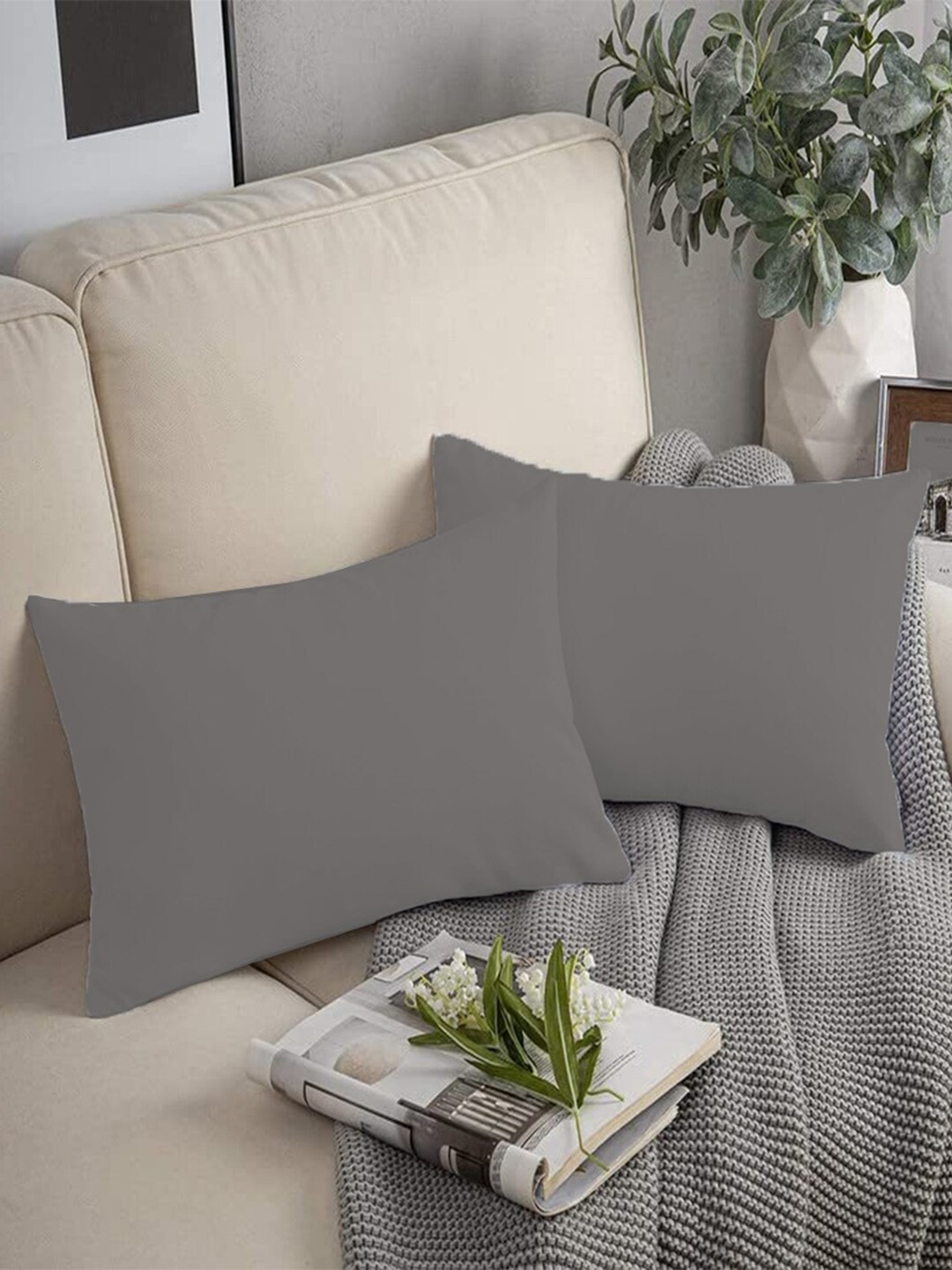 

Adbeni Grey 2 Pieces Skin Friendly Cushions