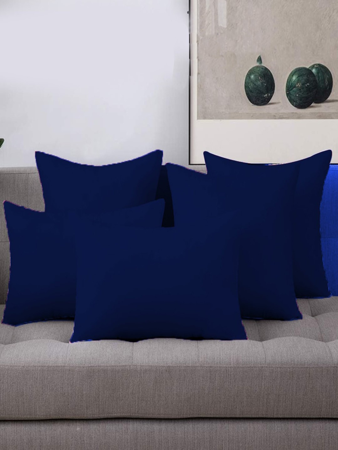 

Adbeni Navy Blue 5 Pieces Skin Friendly Cushions