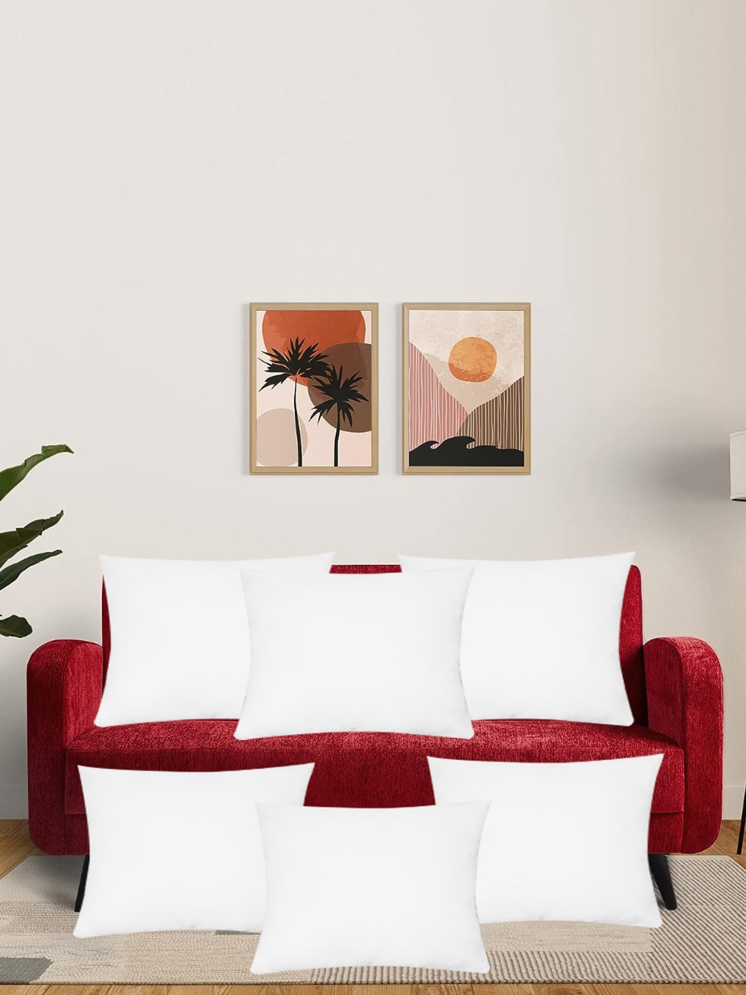 

Adbeni White 6 Pieces Skin Friendly Cushions