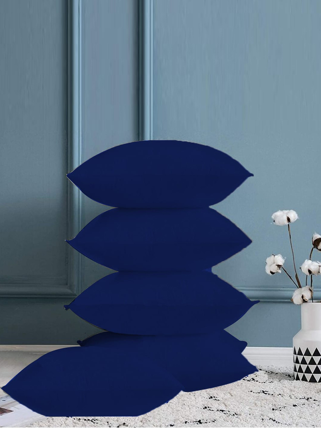 

Adbeni Navy Blue 5-Pieces Skin Friendly Square Cushions