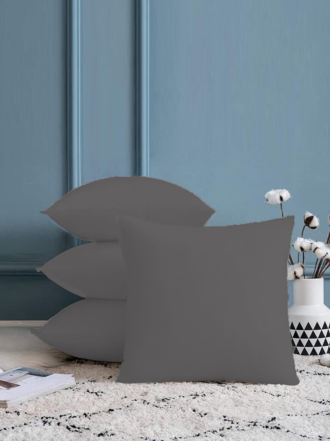 

Adbeni Grey 4 Pieces Skin Friendly Cushions