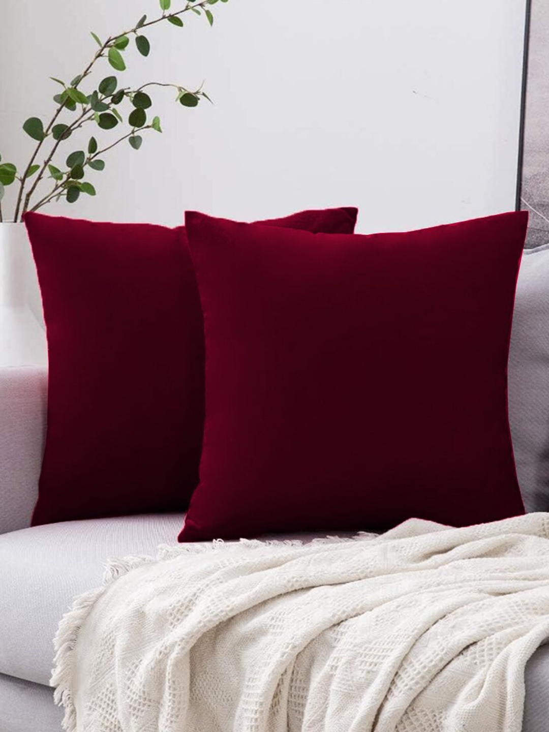 

Adbeni Maroon 2 Pieces Skin Friendly Cushions