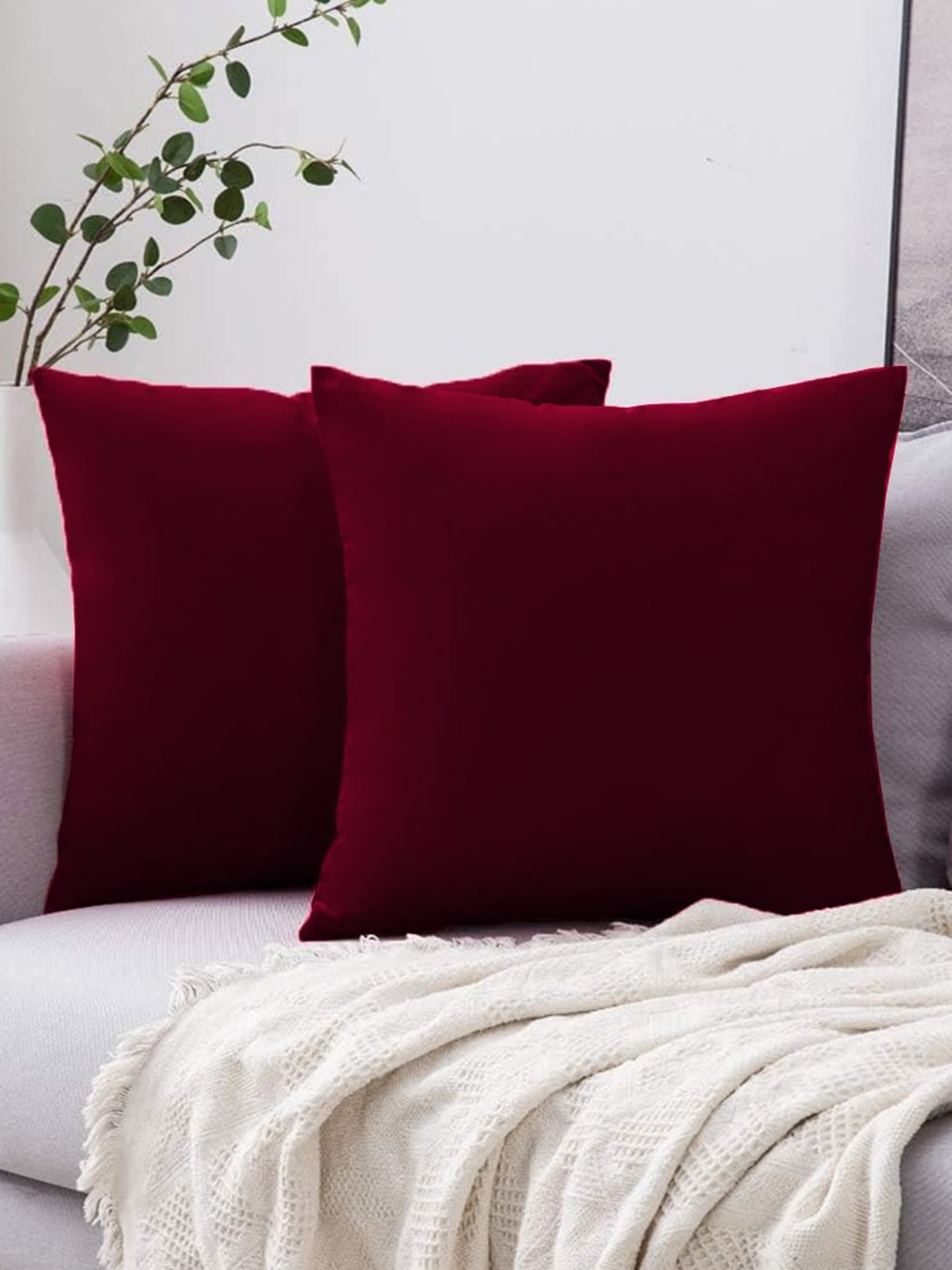 

Adbeni Maroon 2 Pieces Skin Friendly Cushions
