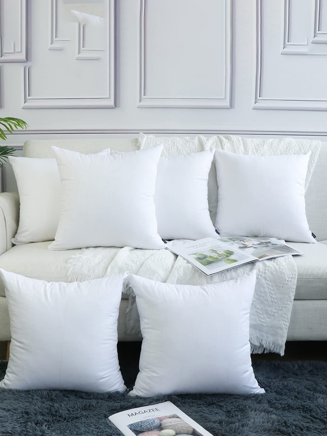 

Adbeni White 5 Pieces Skin Friendly Cushions