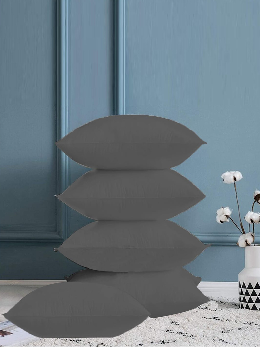 

Adbeni 5 Pieces Grey Skin Friendly Square Pre-Filled Cushions