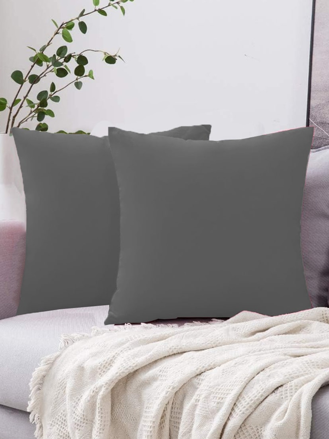 

Adbeni Grey 2 Pieces Skin Friendly Cushions