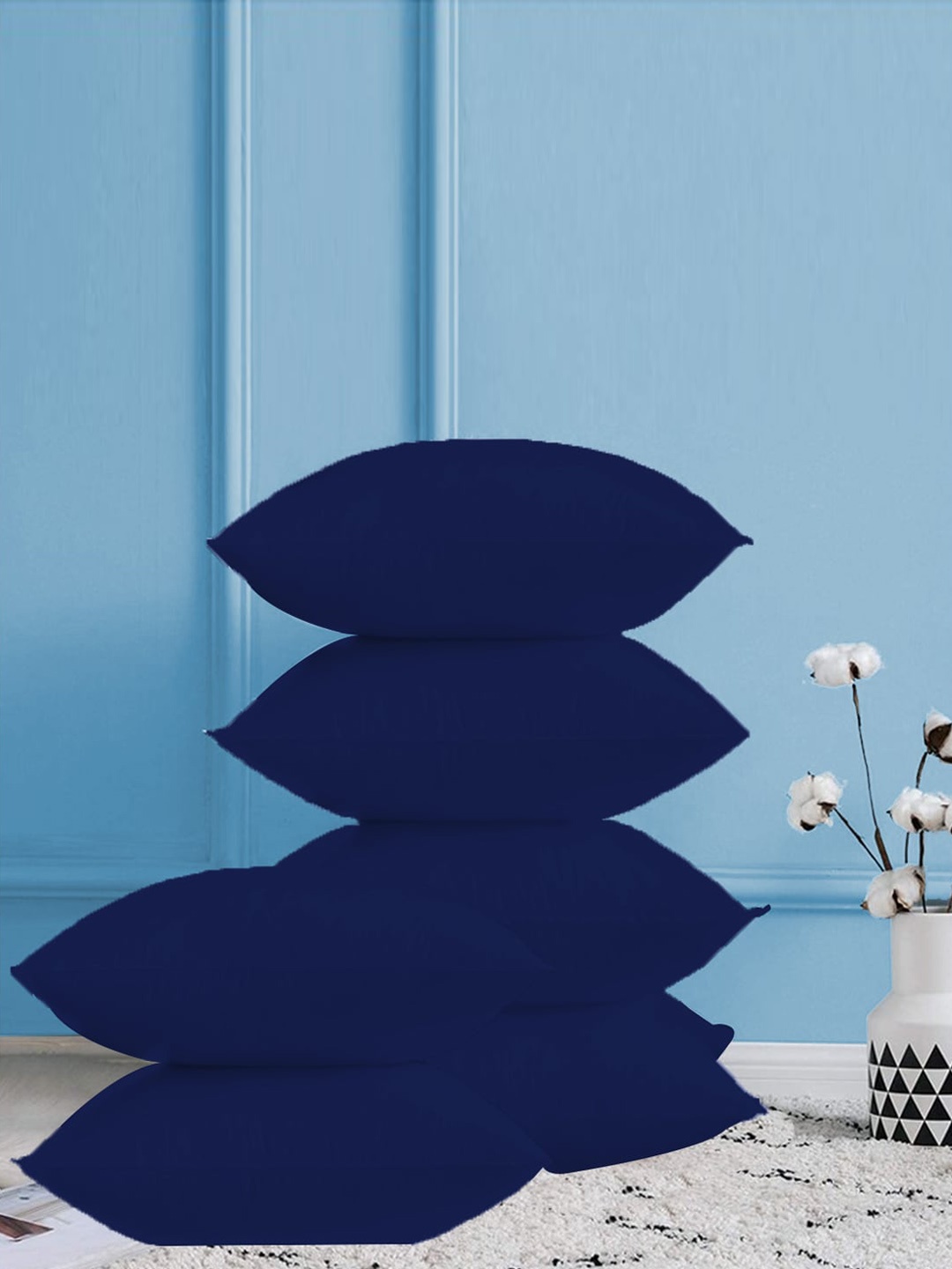 

Adbeni Navy Blue 6 Pieces Skin Friendly Cushions