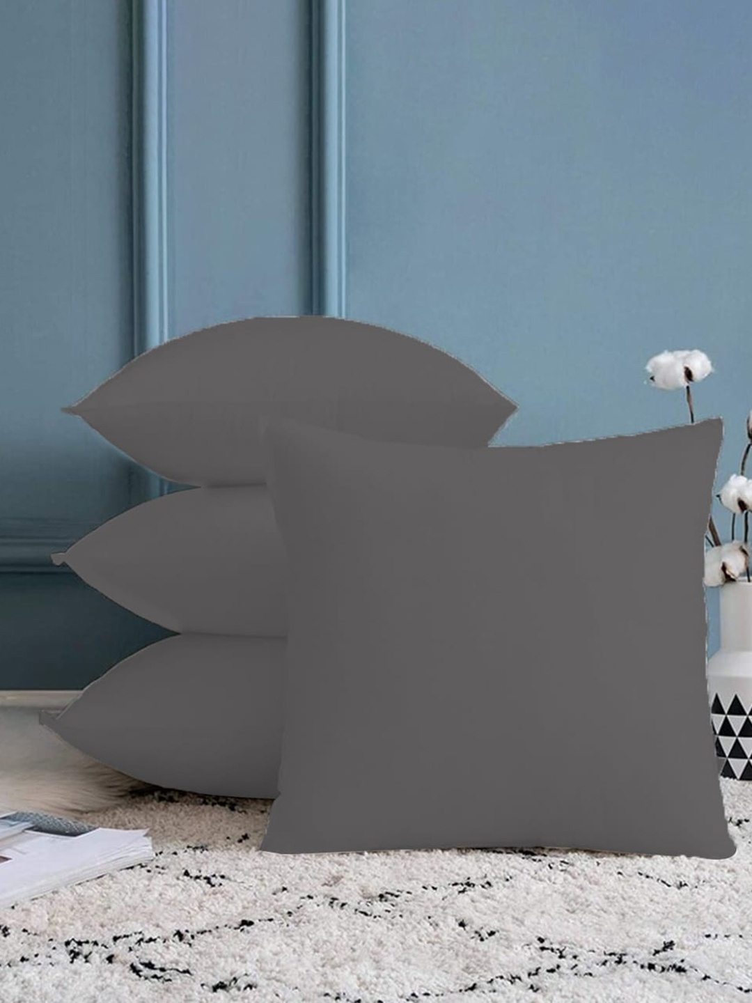 

Adbeni Grey 4 Pieces Skin Friendly Cushions
