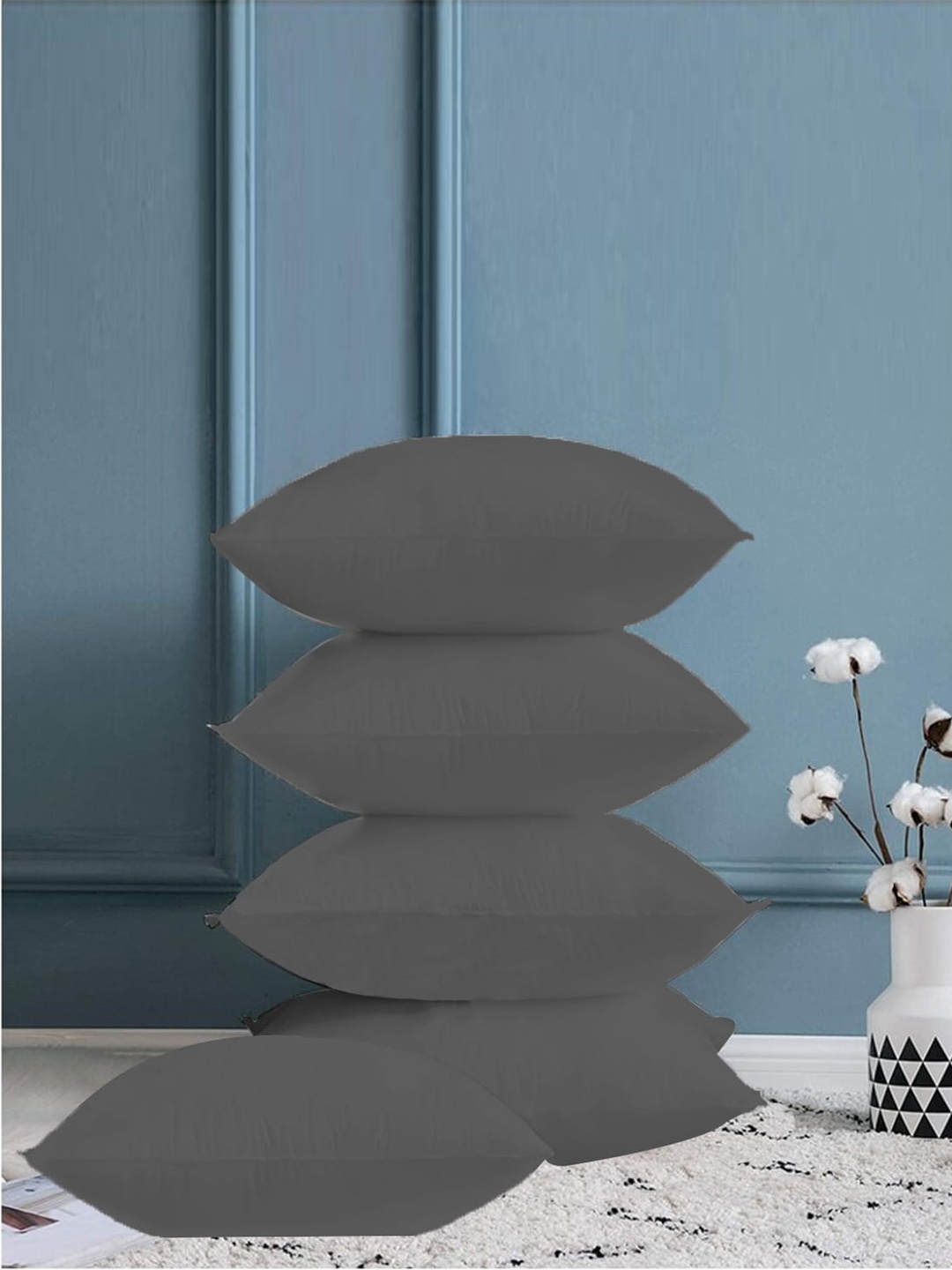 

Adbeni 5 Pieces Grey Skin Friendly Square Pre-Filled Cushions