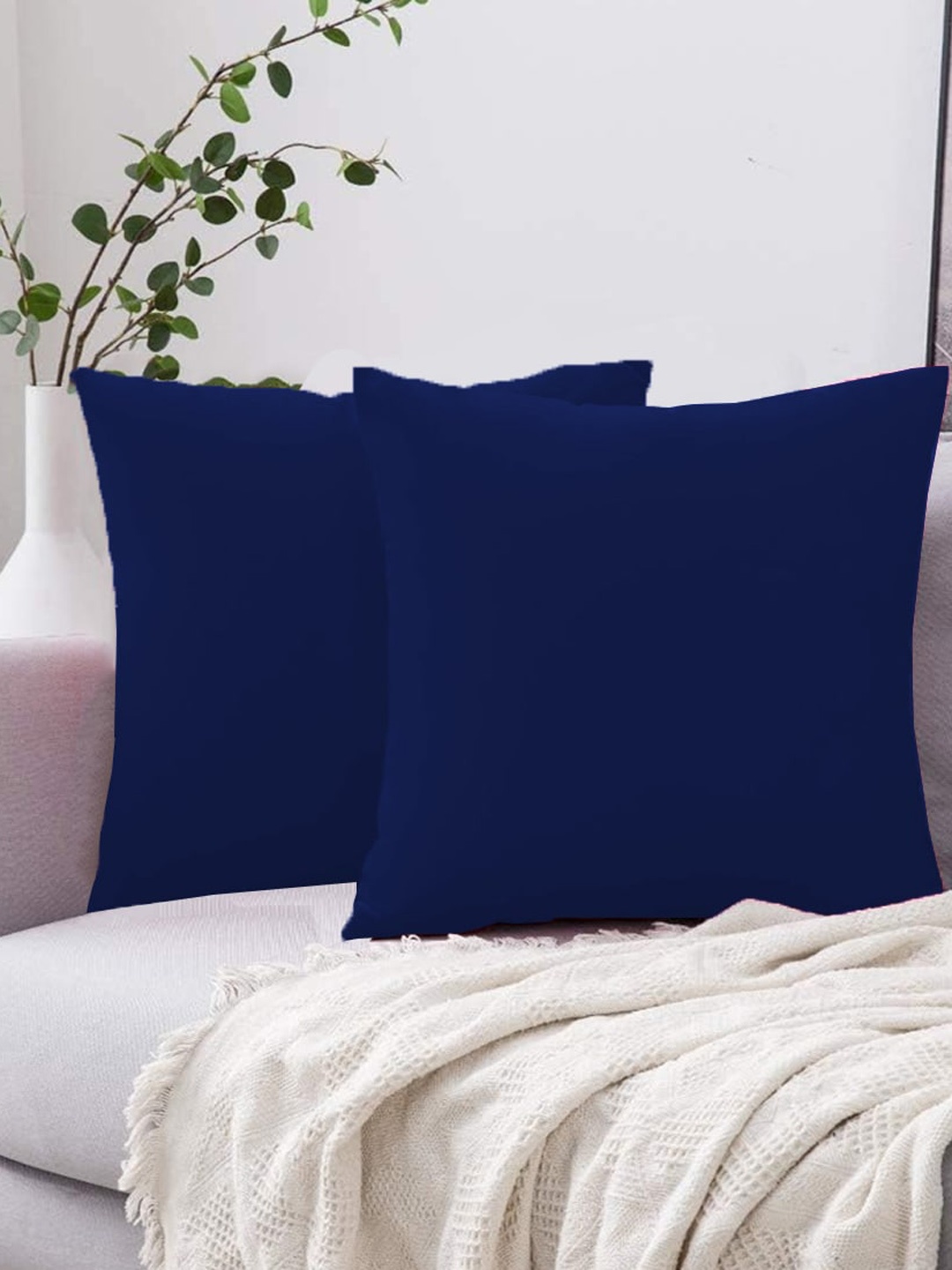 

Adbeni 2 Pieces Navy blue Skin Friendly Square Pre-Filled Cushions