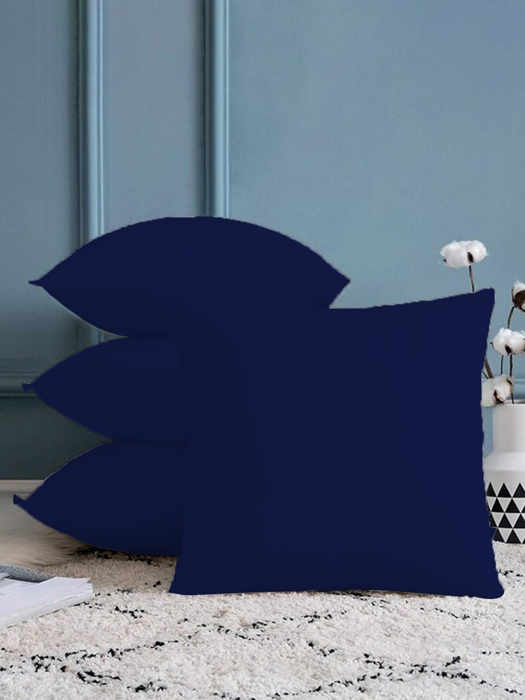 

Adbeni 4 Pieces Navy Blue Skin Friendly Square Pre-Filled Cushions