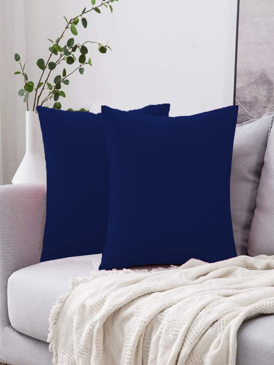 

Adbeni 2 Pieces Navy Blue Skin Friendly Square Pre-Filled Cushions