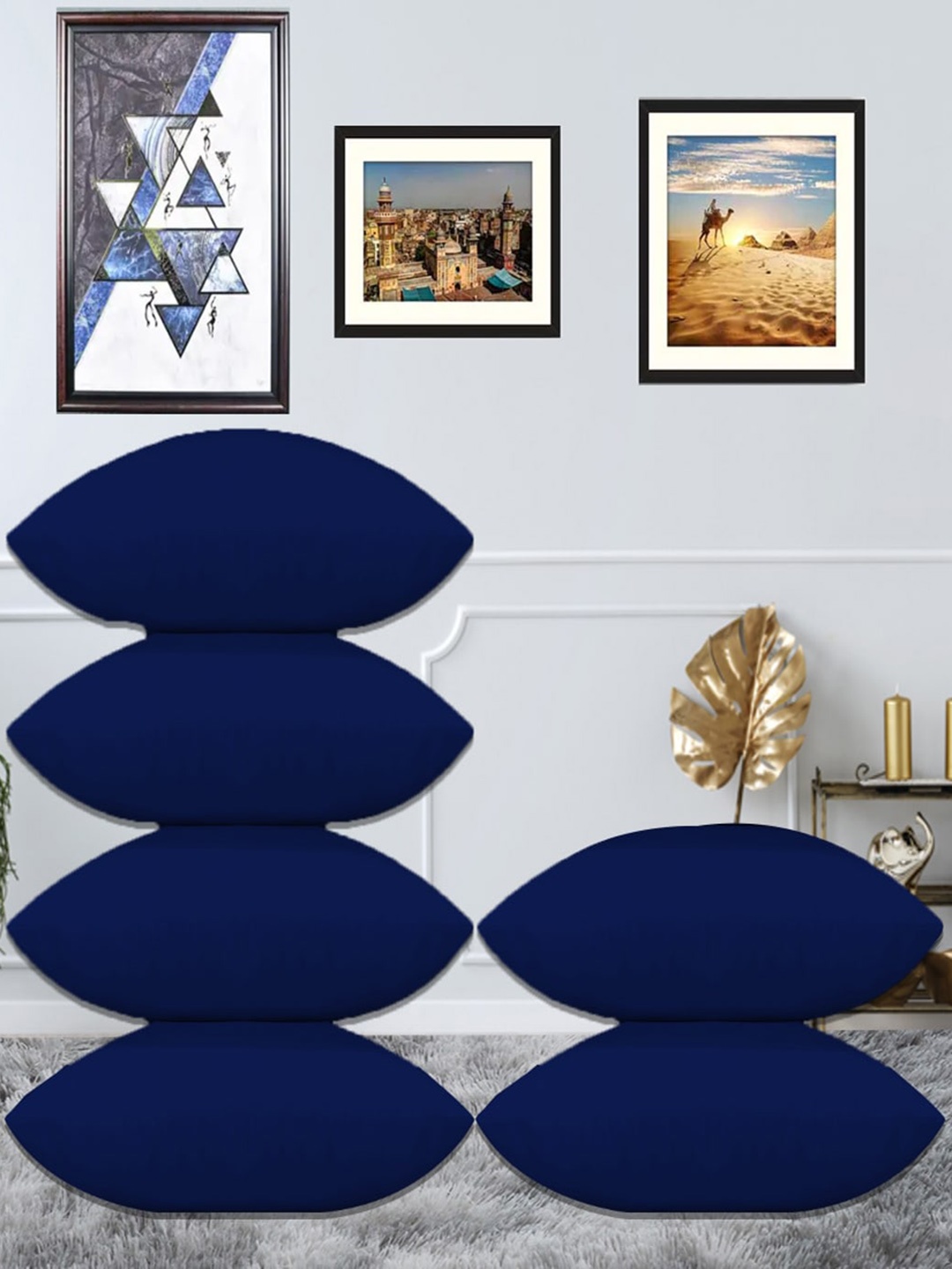 

Adbeni Navy Blue 6 Pieces Skin Friendly Cushions