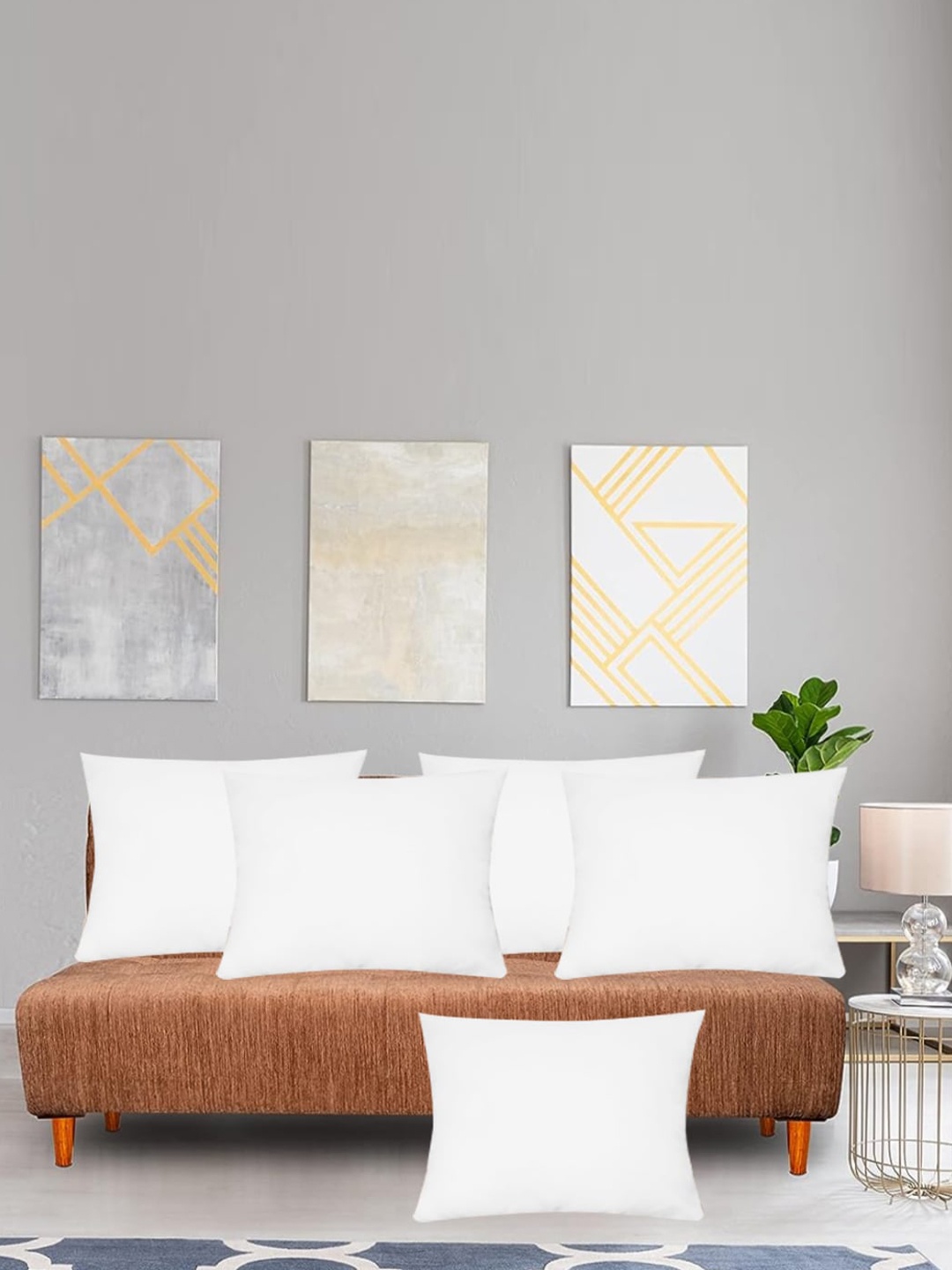 

Adbeni White 5-Pieces Skin Friendly Rectangle Cushions