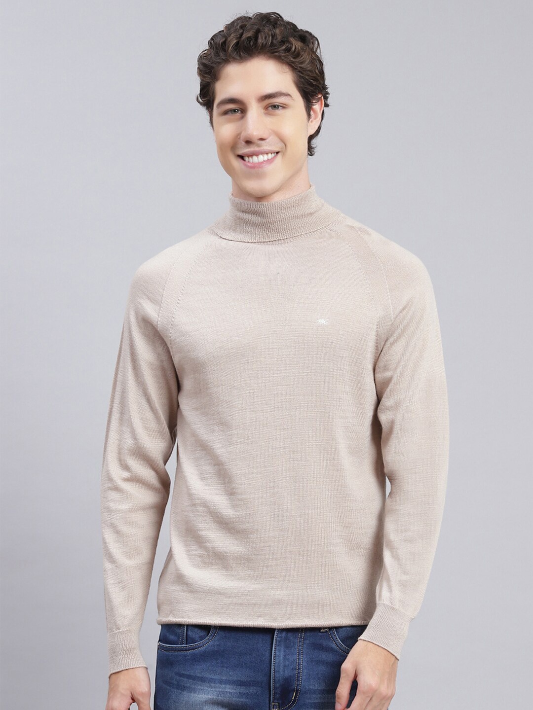 

Monte Carlo Turtle Neck Wool Pullover, Beige