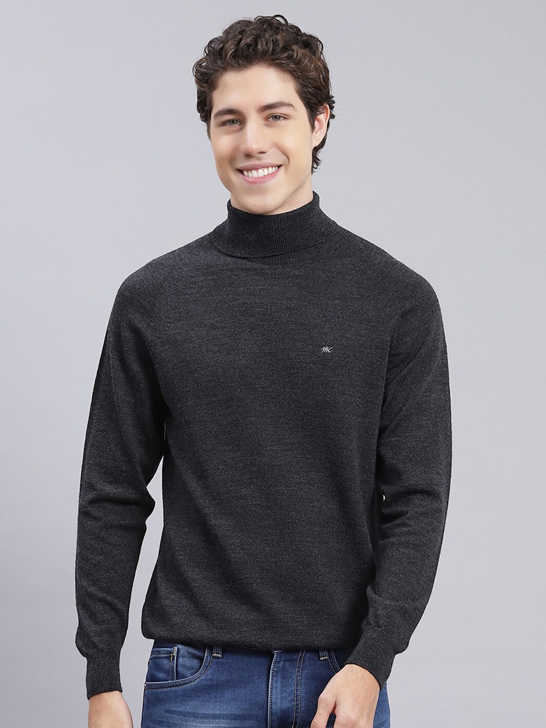 

Monte Carlo Turtle Neck Woollen Pullover, Charcoal