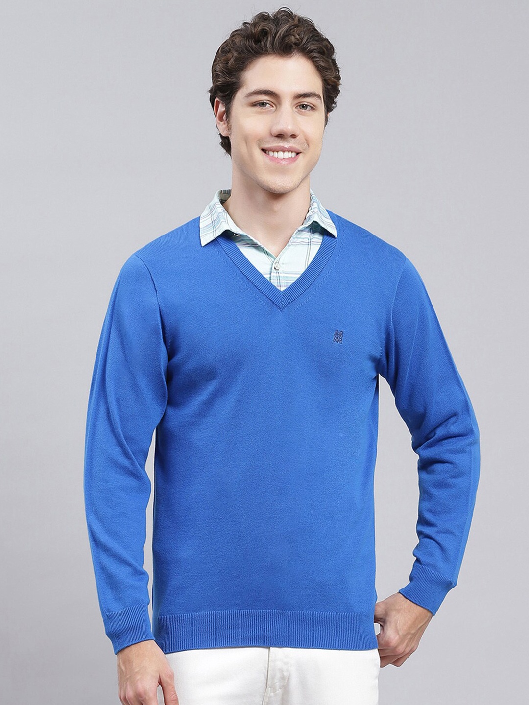 

Monte Carlo V-Neck Cotton Pullover, Blue