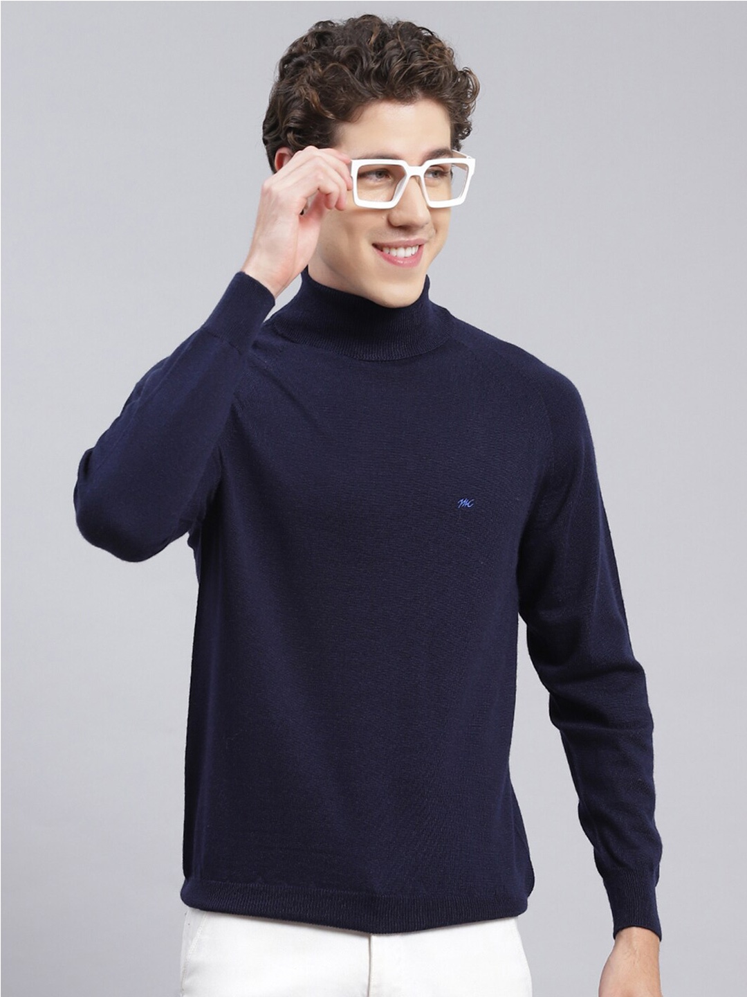 

Monte Carlo Turtle Neck Woollen Pullover, Navy blue