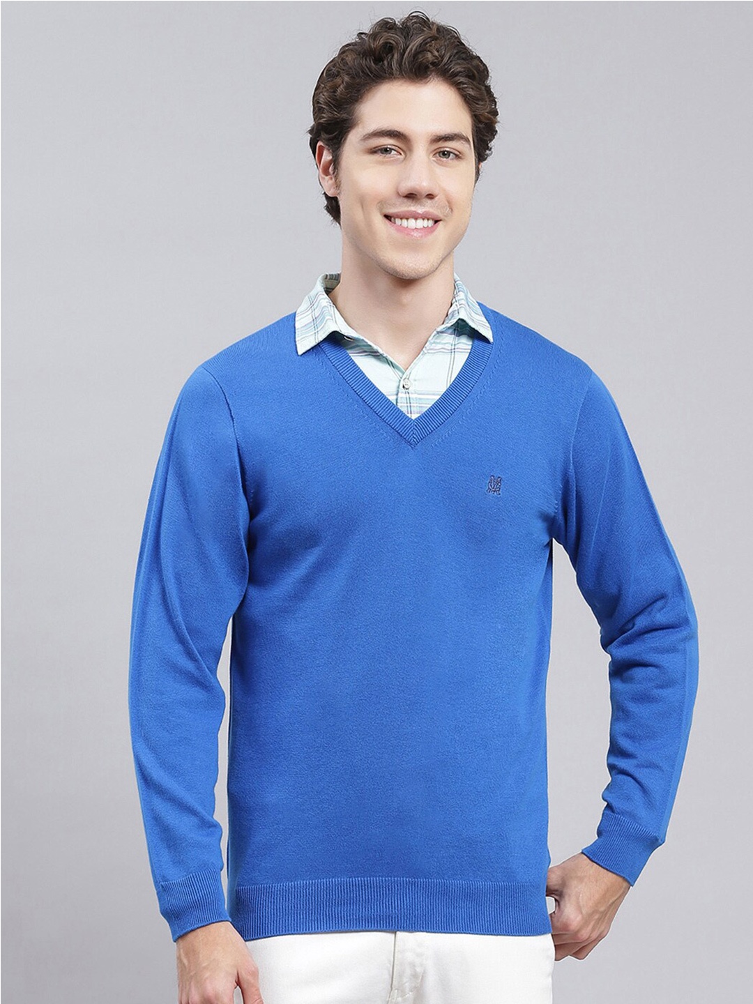 

Monte Carlo V-Neck Cotton Pullover, Blue