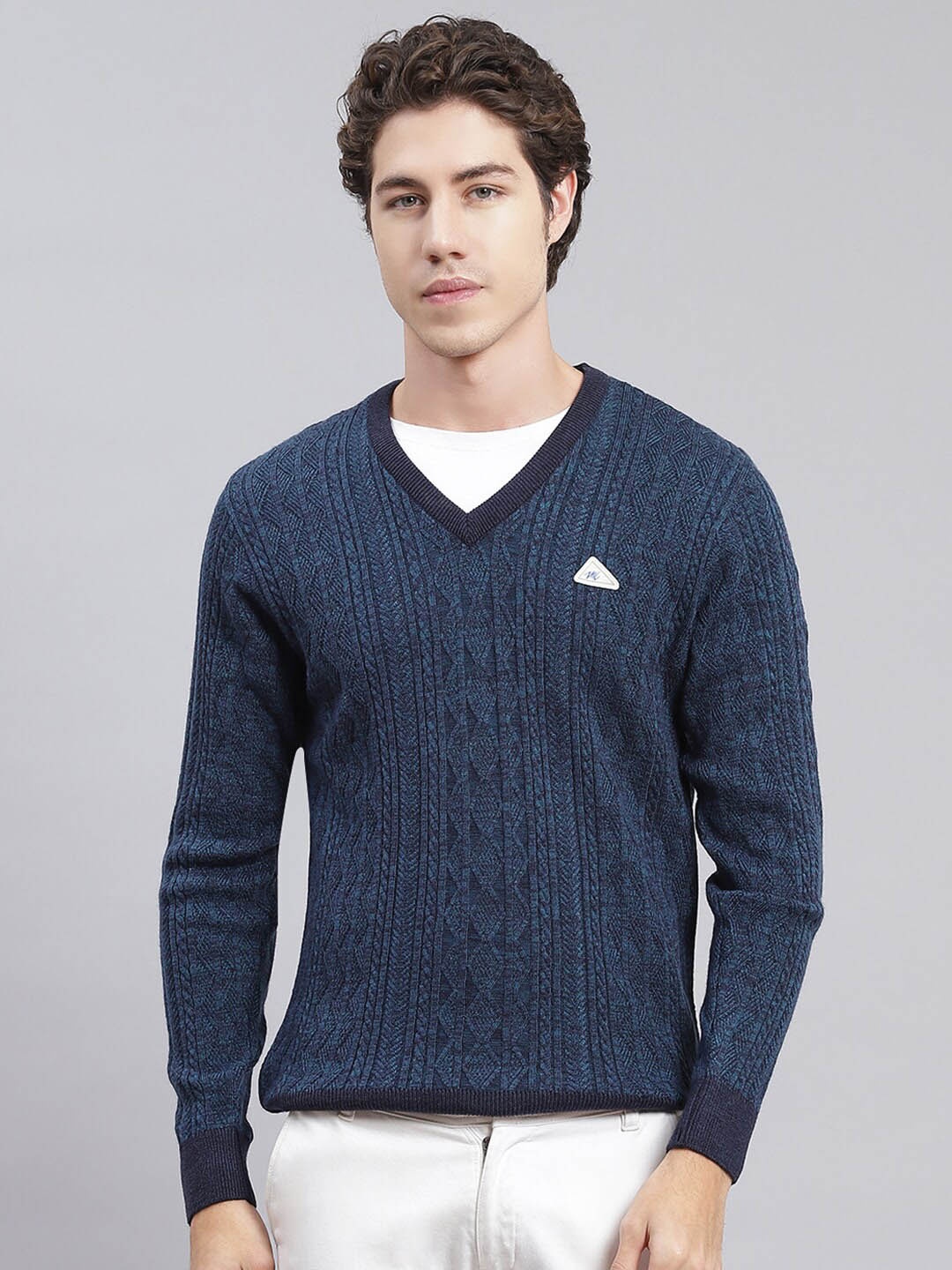 

Monte Carlo Cable Knit Woollen Pullover Sweaters, Blue