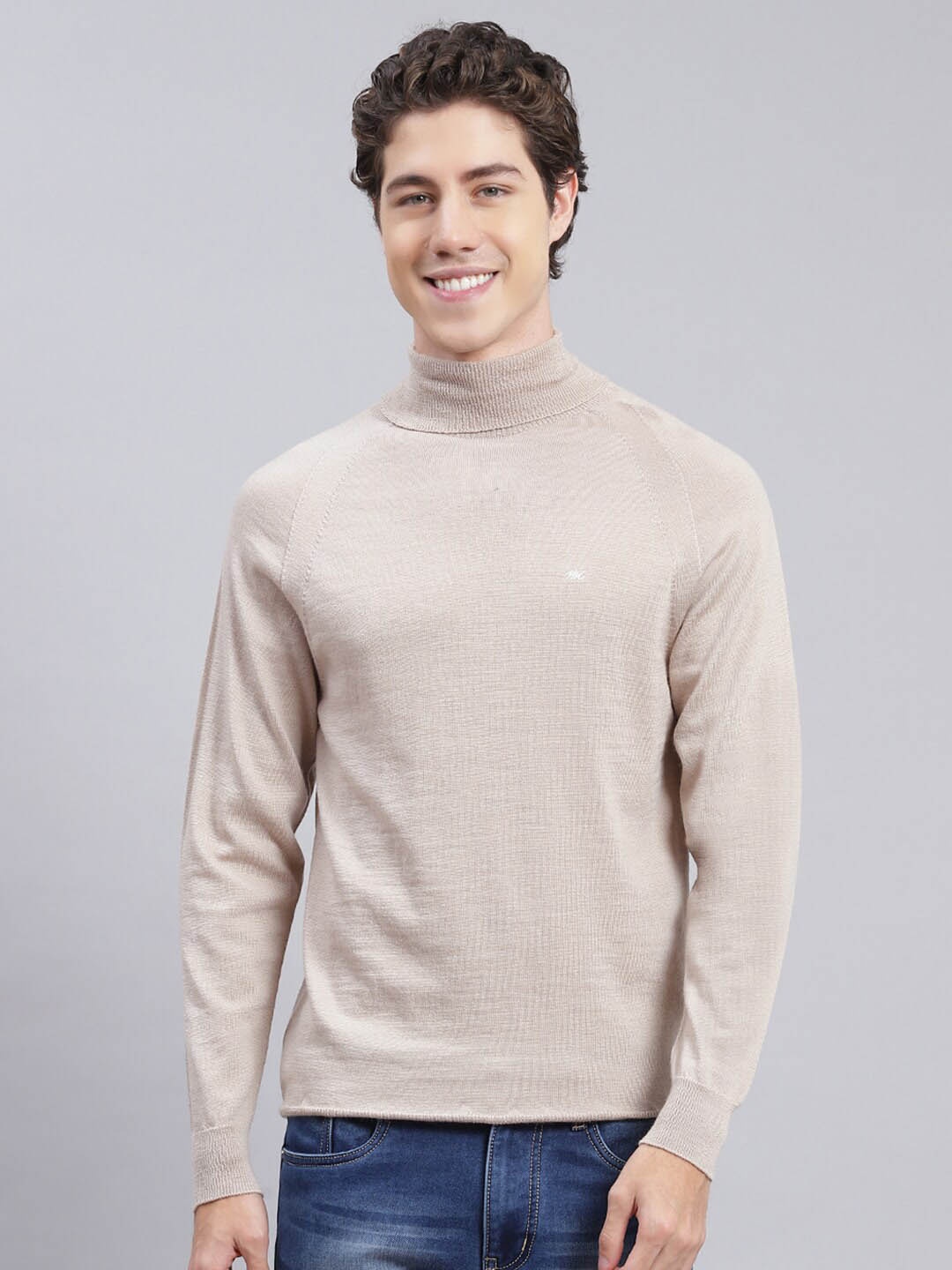 

Monte Carlo Turtle Neck Pure Wool Pullover, Beige