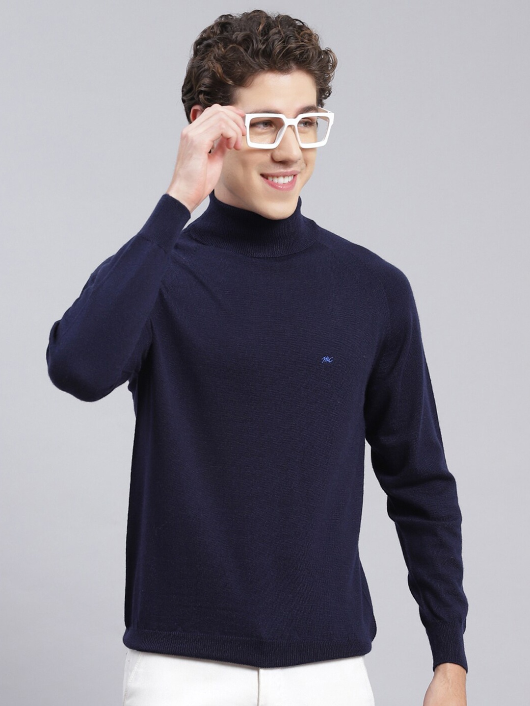 

Monte Carlo Turtle Neck Woollen Pullover Sweaters, Navy blue