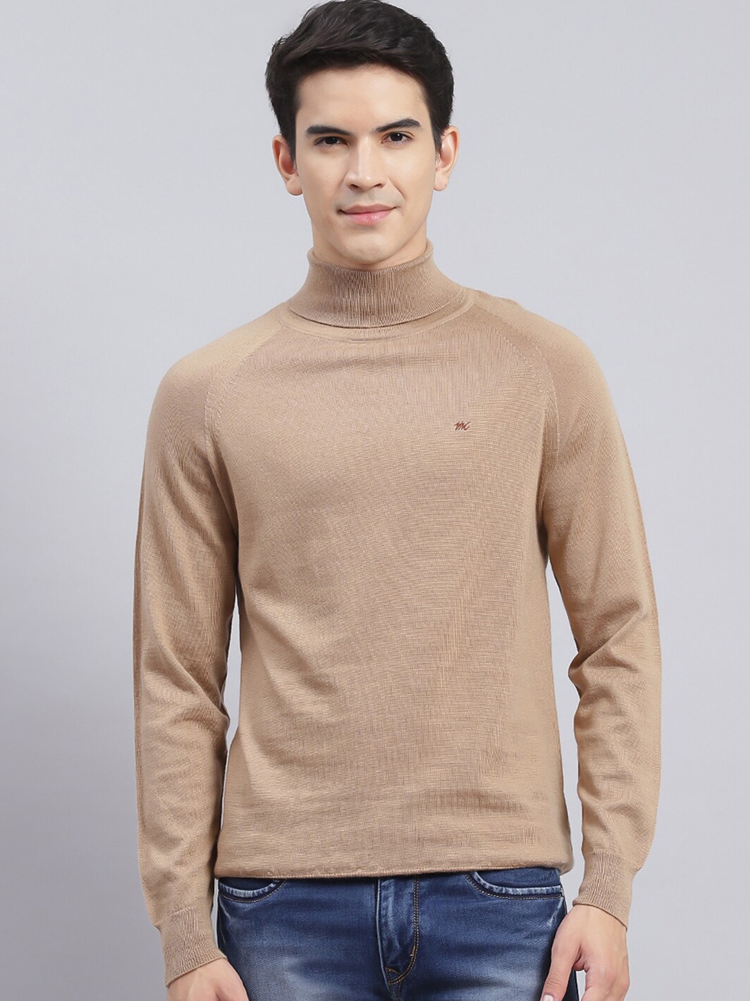 

Monte Carlo Woollen Pullover Sweater, Camel brown