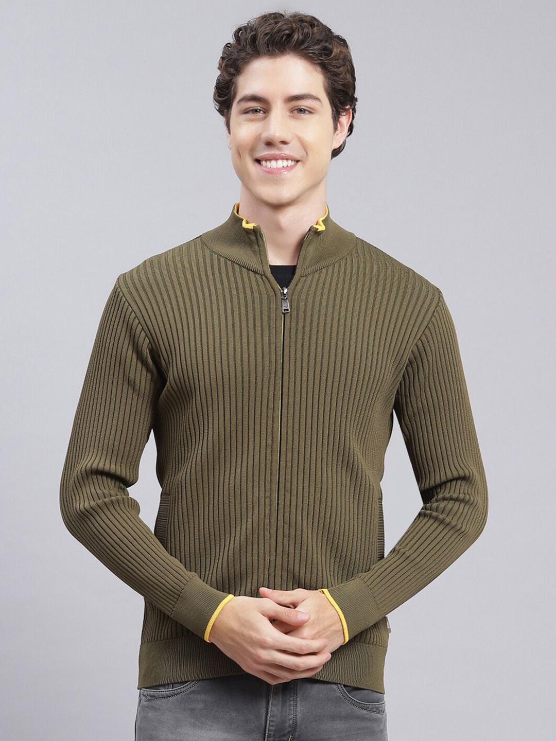 

Monte Carlo Ribbed Mock Collar Pullover Sweaters, Olive