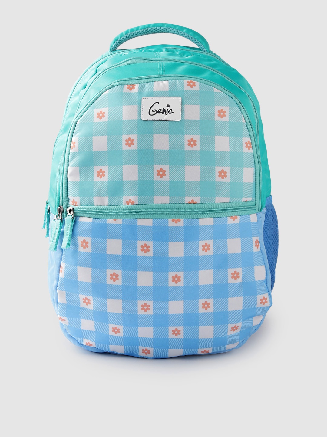 

Genie Women Colourblocked & Checked Backpack, Green