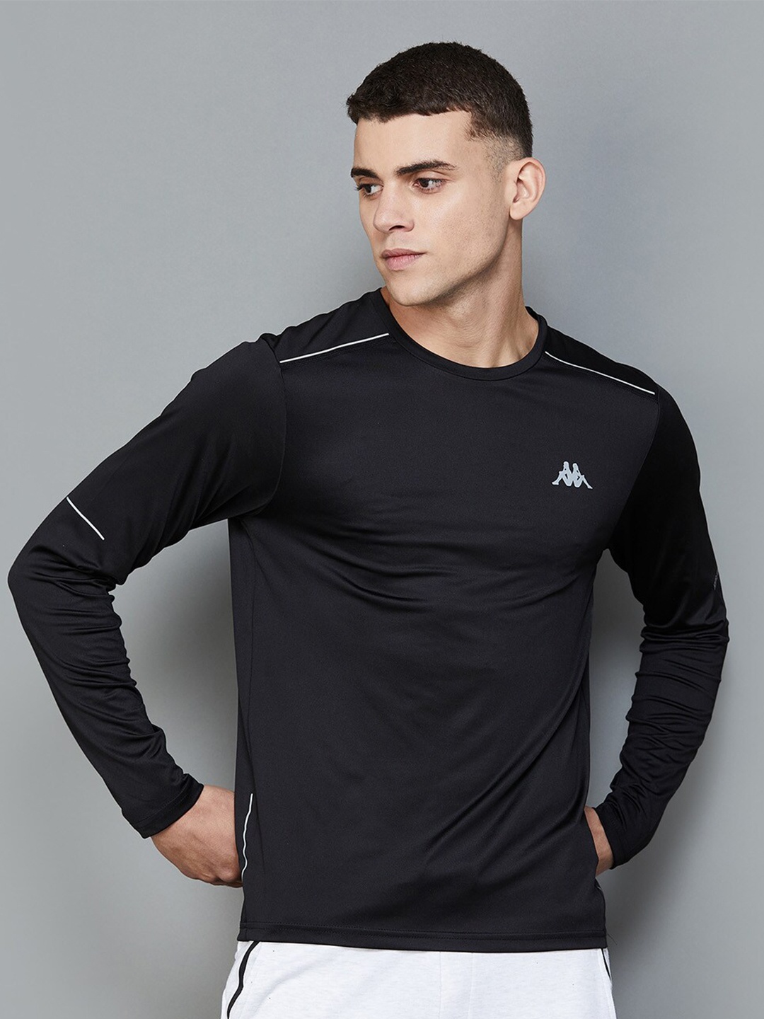 

Kappa Round Neck Long Sleeves Sports T-shirt, Black