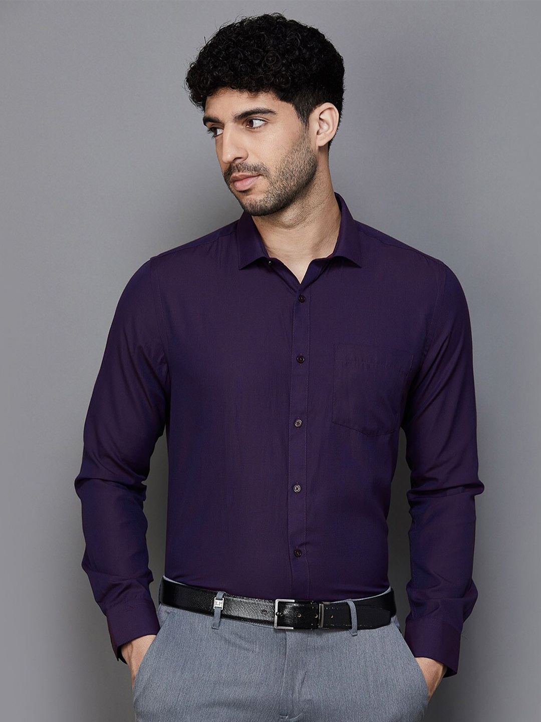 

CODE by Lifestyle Slim Fit Opaque Formal Shirt, Purple